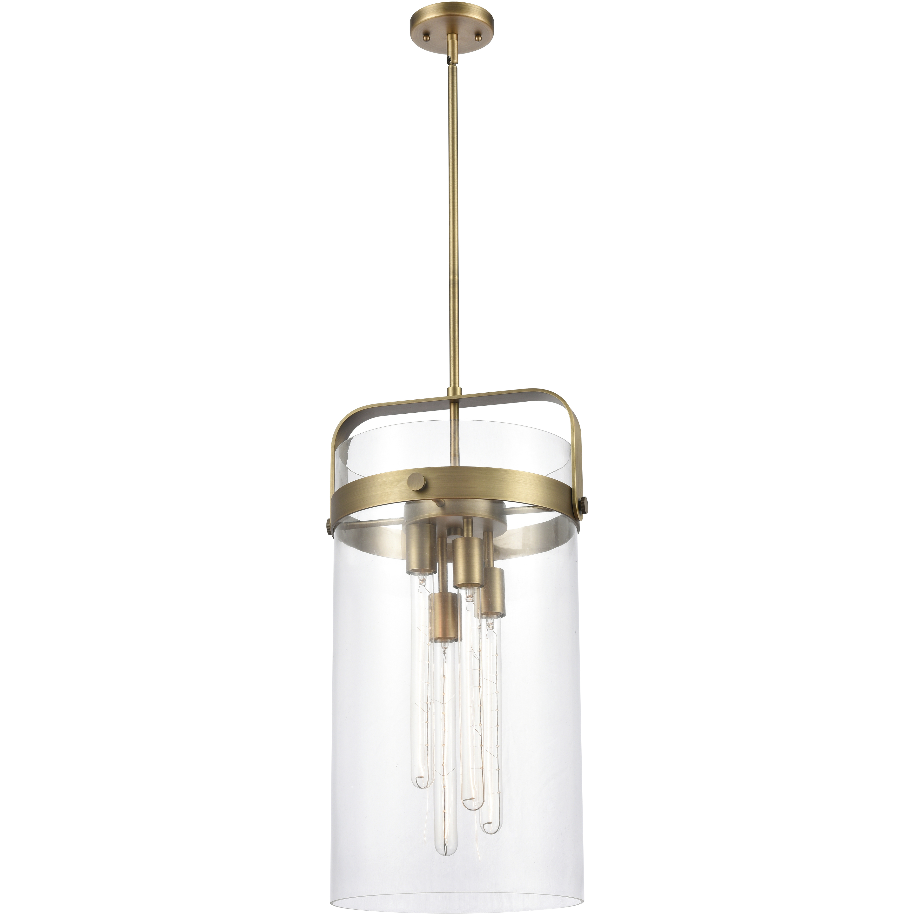 Pilaster 4 Light 13.38 inch Brushed Brass Pendant Ceiling Light in Clear Glass