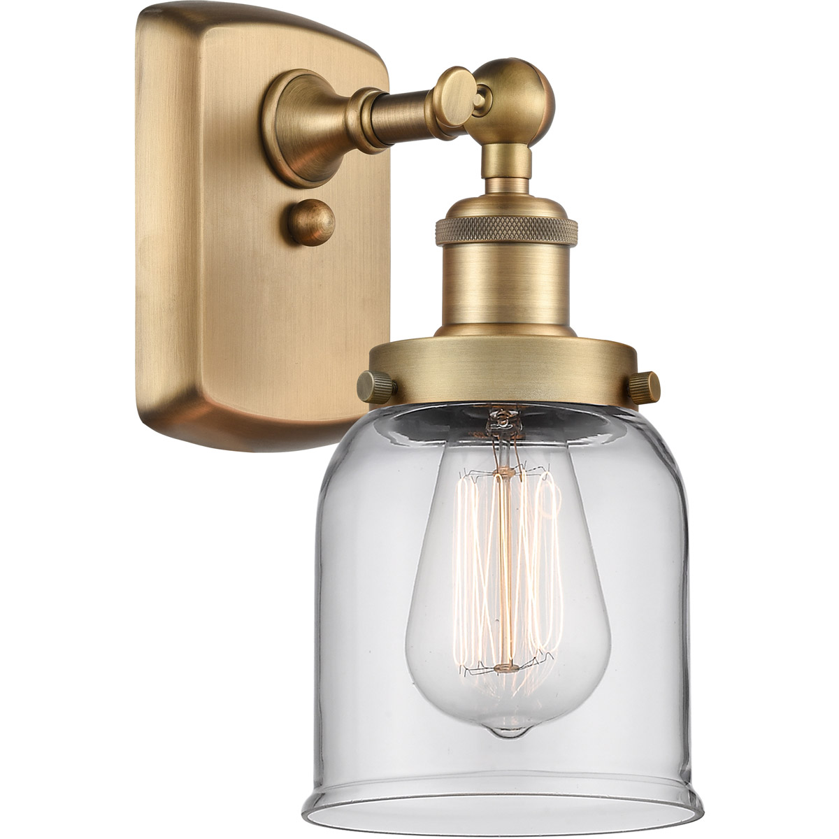 Ballston Small Bell LED 5 inch Brushed Brass Sconce Wall Light in Clear Glass