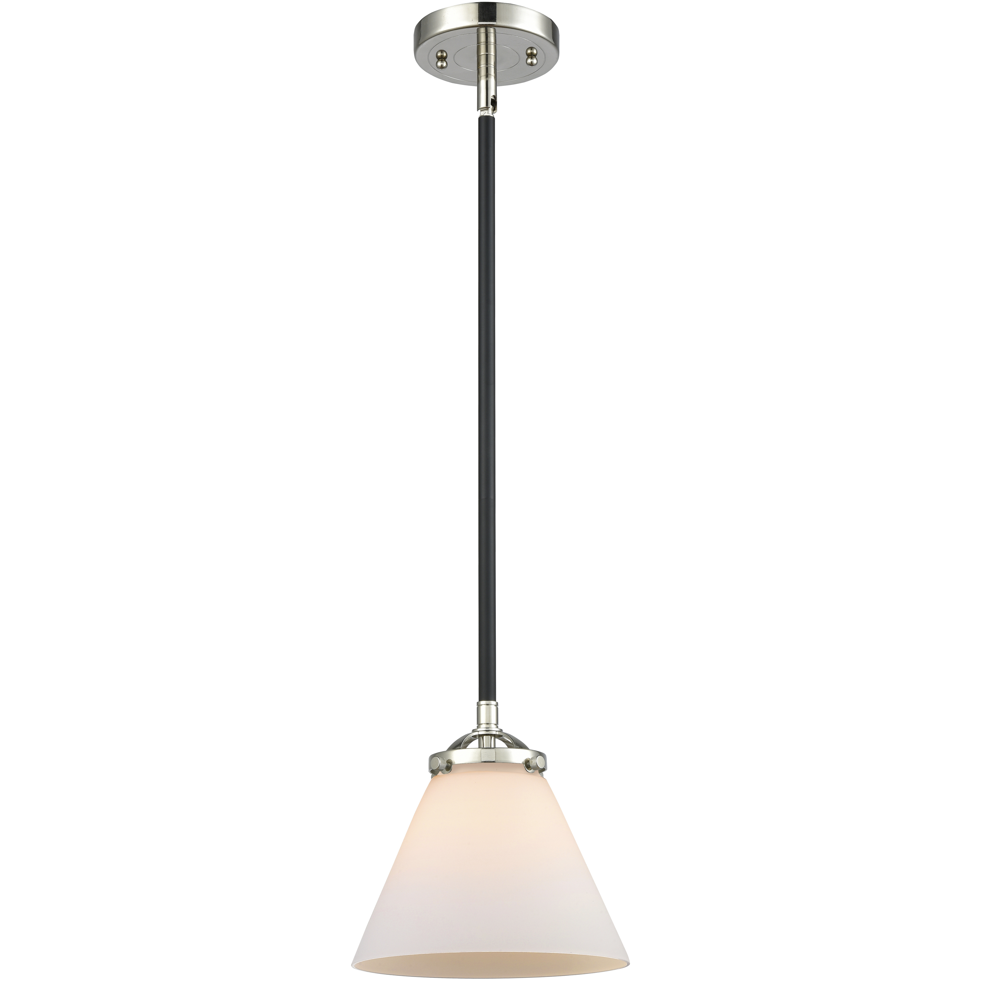 Nouveau Cone LED 7.75 inch Black Polished Nickel Mini Pendant Ceiling Light in Matte White, Nouveau