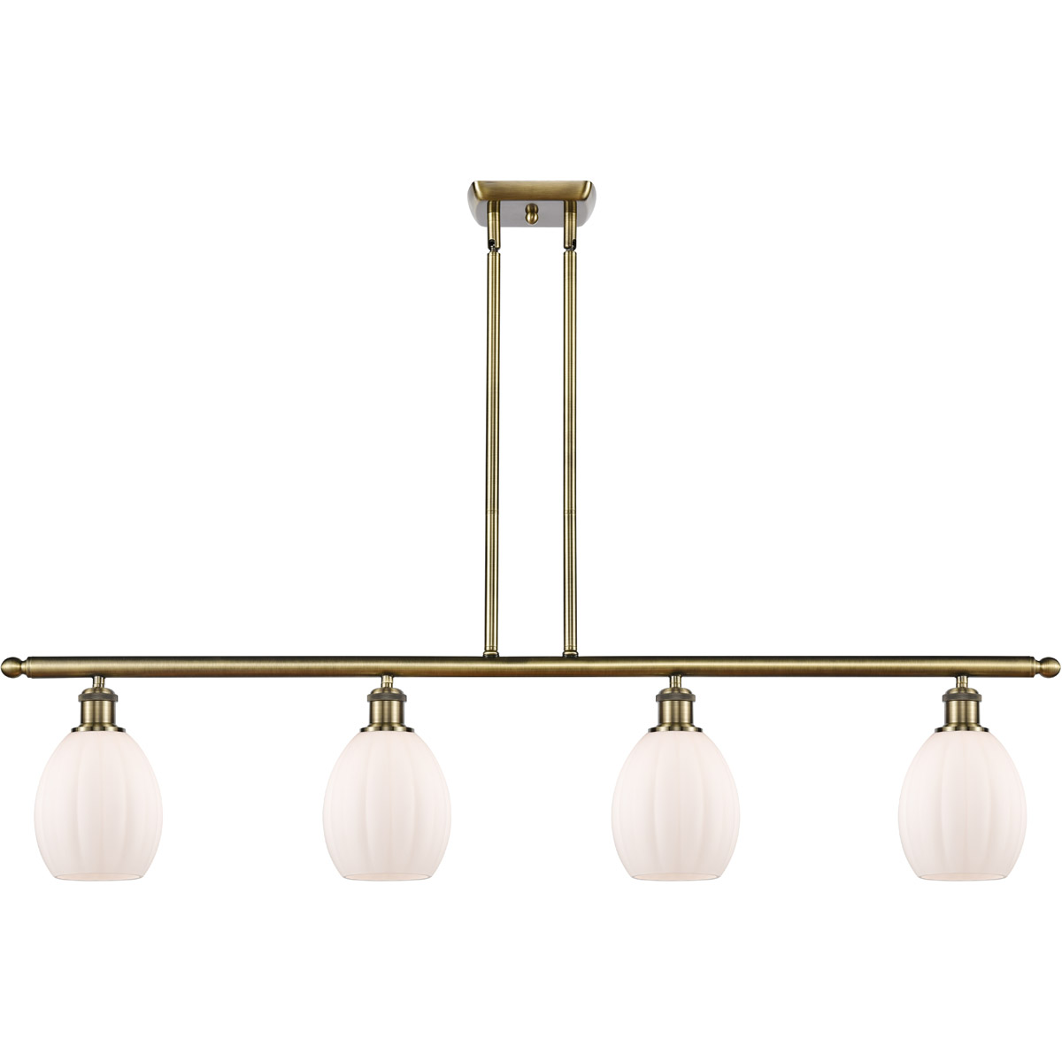 Ballston Eaton 4 Light 48 inch Antique Brass Island Light Ceiling Light in Matte White Glass, Ballston