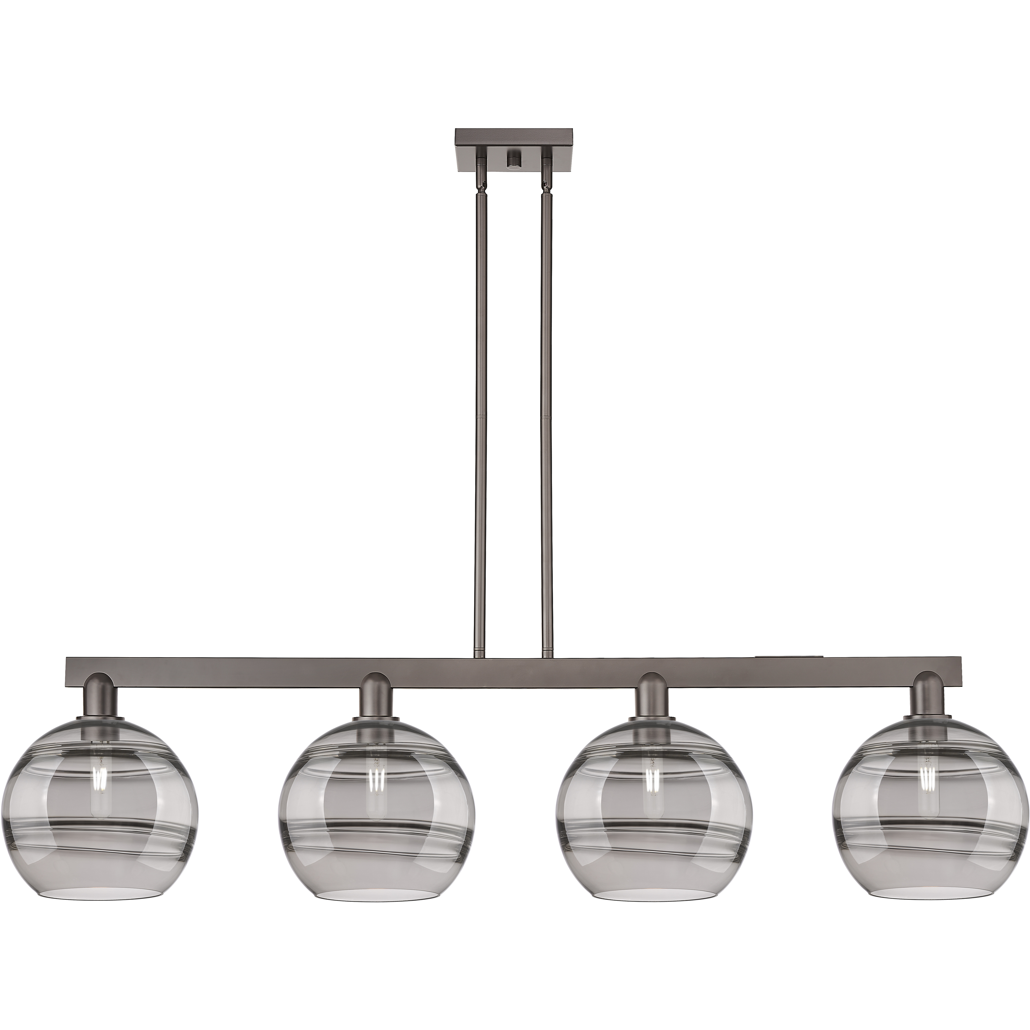 Arcadia Rochester Island Light Ceiling Light in Oil Rubbed Bronze, Light Smoke Glass
