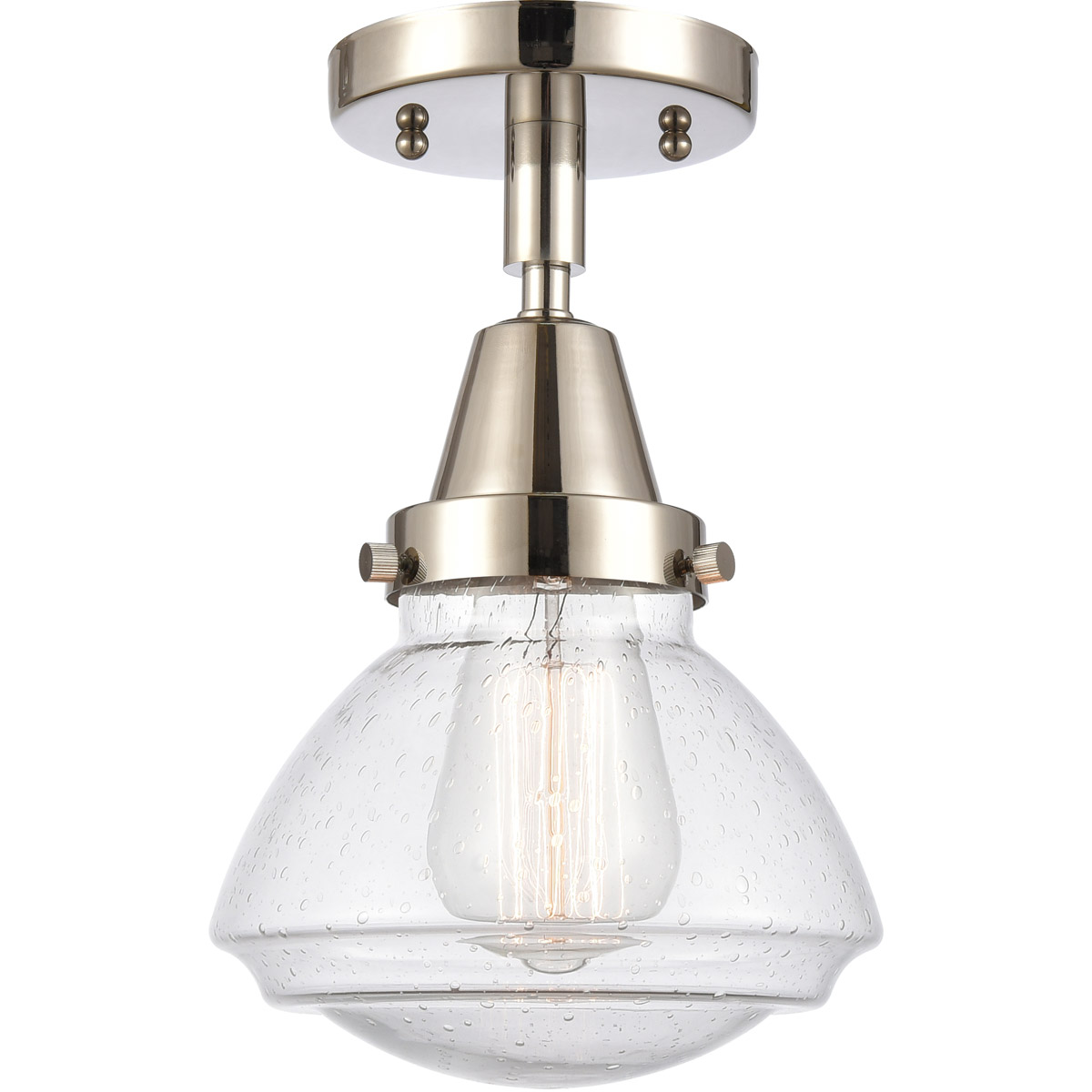 Franklin Restoration Olean LED 7 inch Polished Nickel Flush Mount Ceiling Light in Seedy Glass