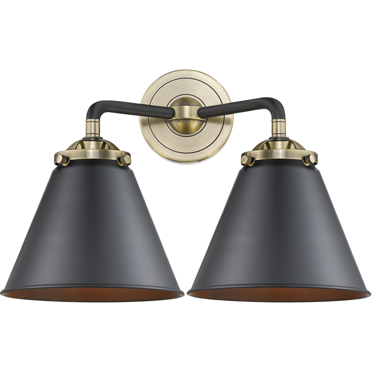 Nouveau Appalachian 2 Light 16 inch Black Antique Brass Bath Vanity Light Wall Light in Matte Black, Nouveau