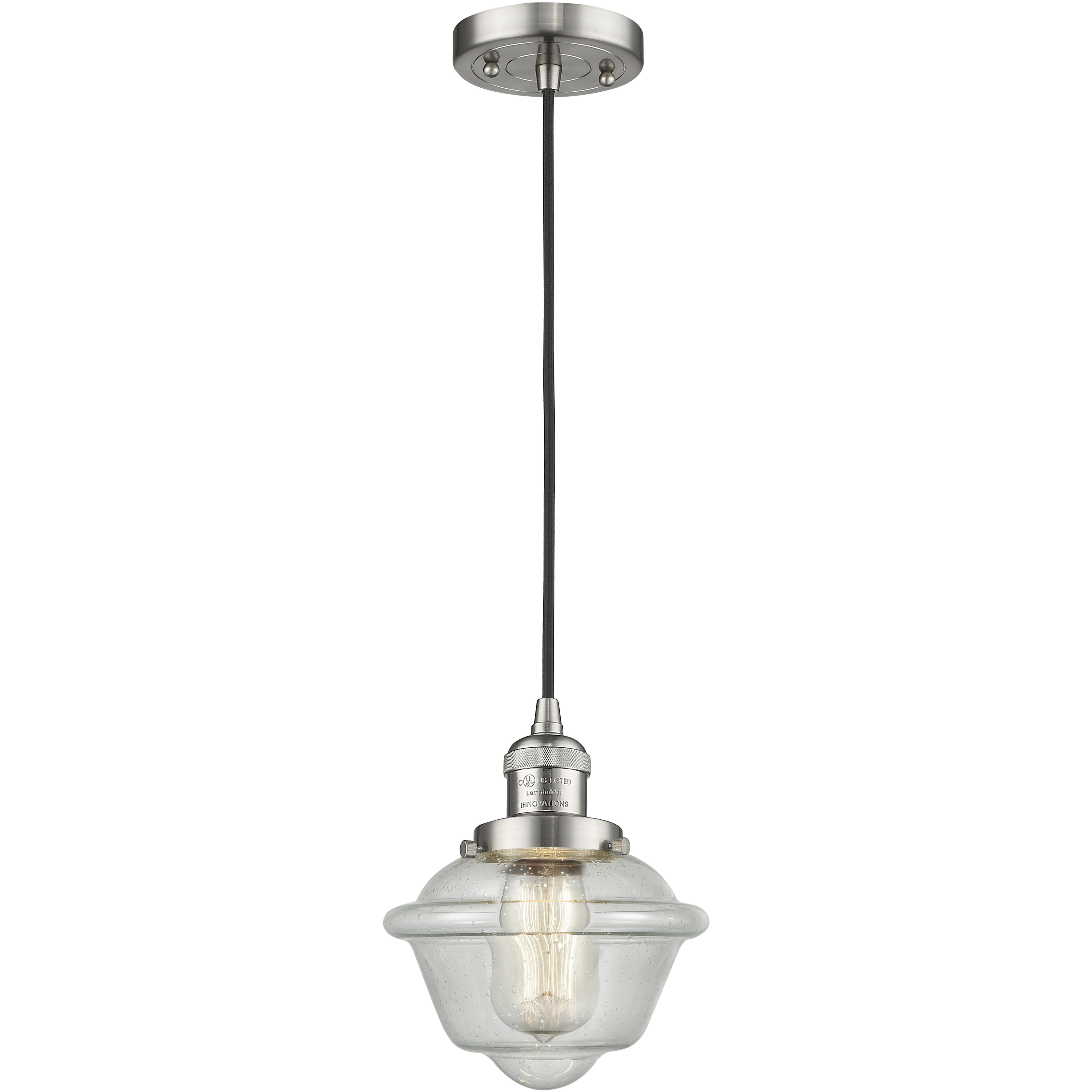 Franklin Restoration Oxford 1 Light 7.5 inch Brushed Satin Nickel Mini Pendant Ceiling Light in Incandescent, Seedy, Franklin Restoration