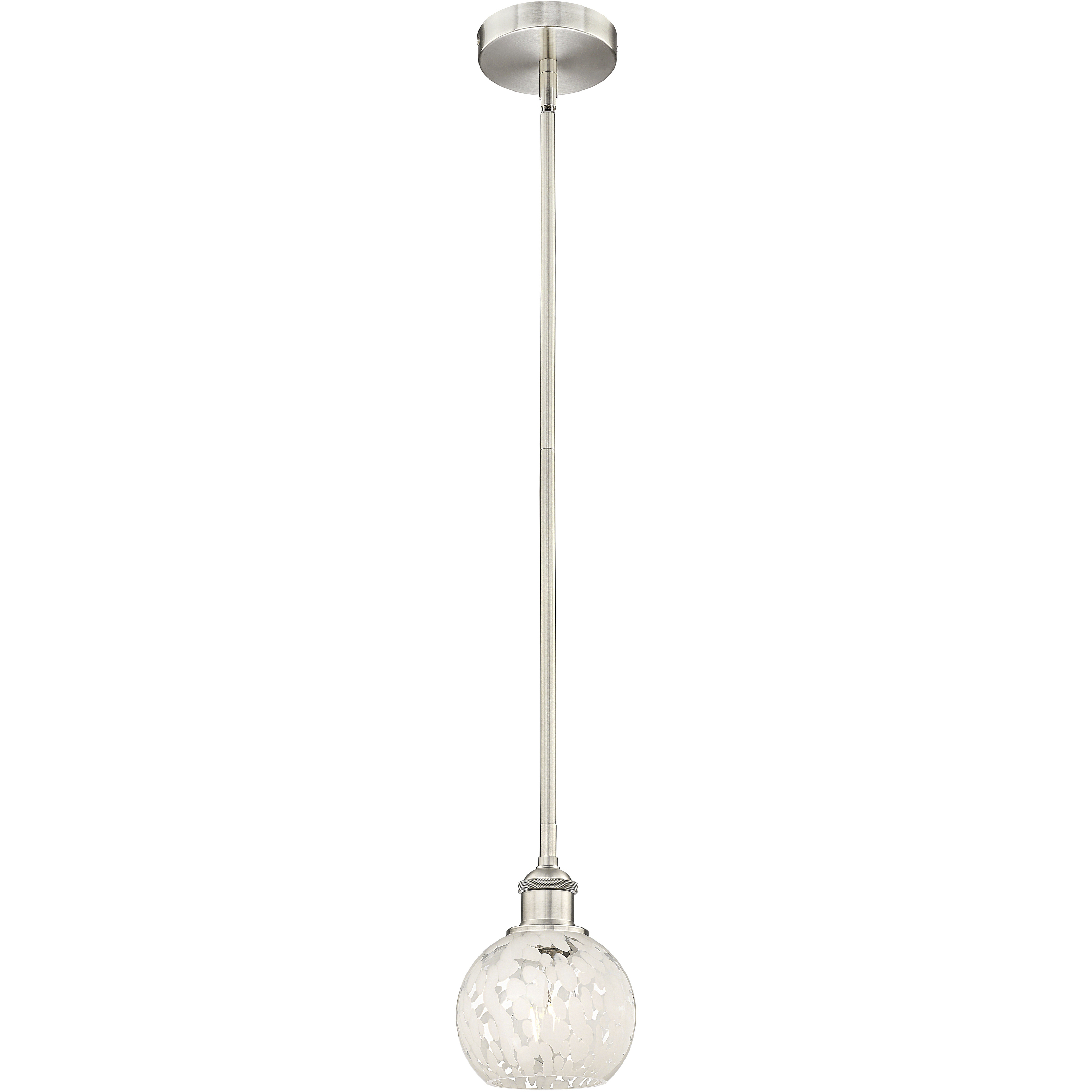 Edison White Mouchette 1 Light 6 inch Brushed Satin Nickel Stem Hung Mini Pendant Ceiling Light