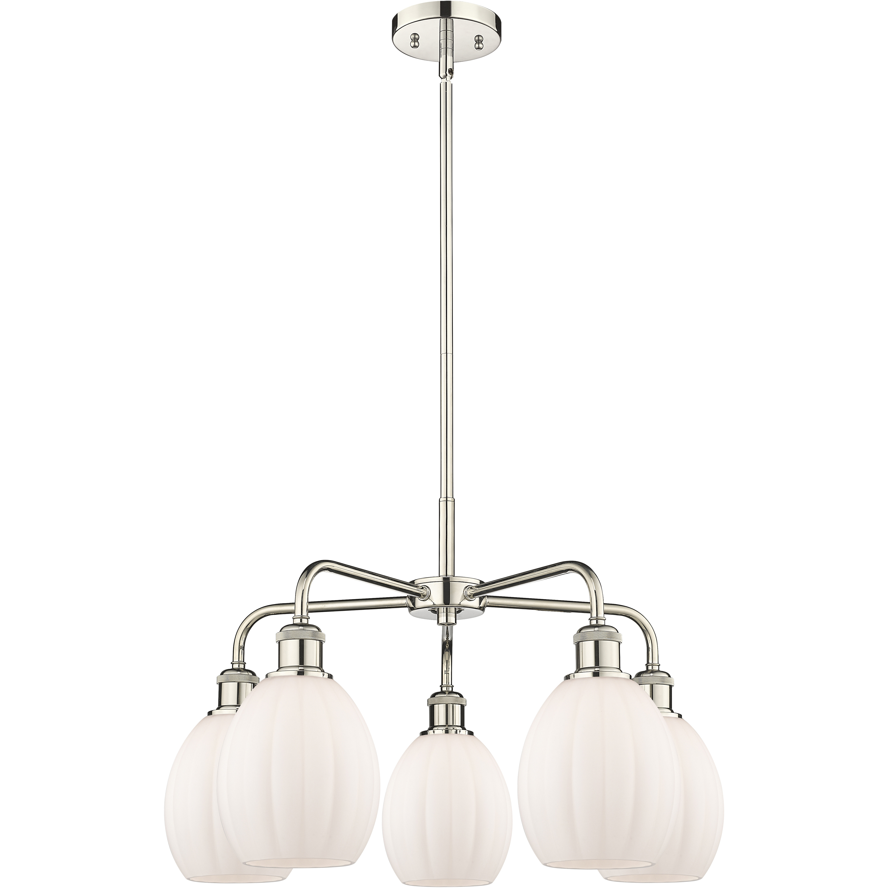 Eaton 5 Light 23.5 inch Polished Nickel Chandelier Ceiling Light in Matte White
