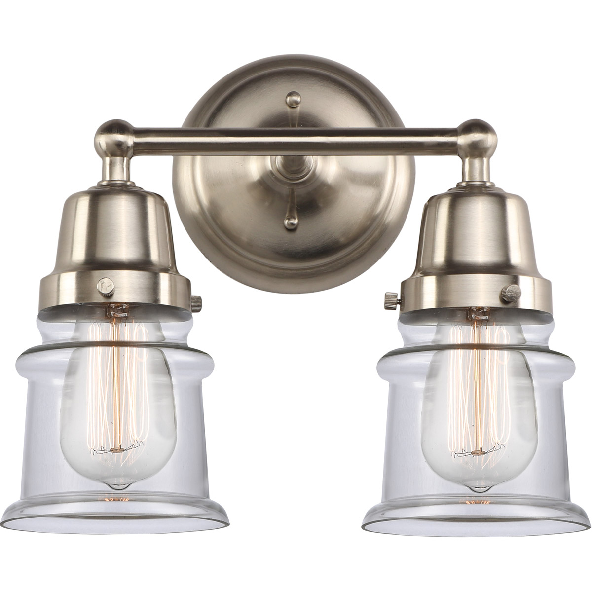 Aditi Small Canton 2 Light 13.25 inch Brushed Satin Nickel Bath Vanity Light Wall Light, Aditi