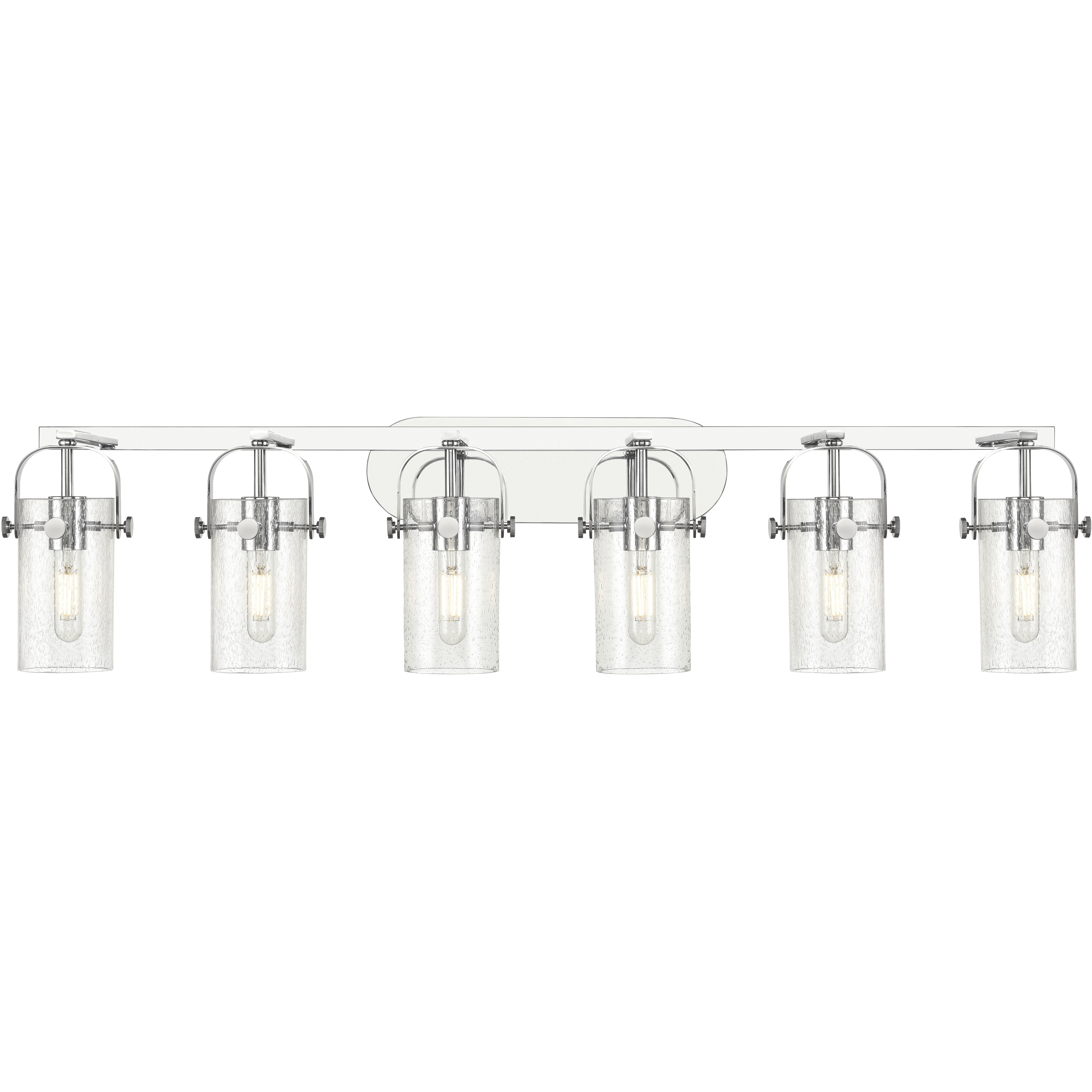 Pilaster II Cylinder 6 Light 43.88 inch Polished Chrome Bath Vanity Light Wall Light in Seedy Glass
