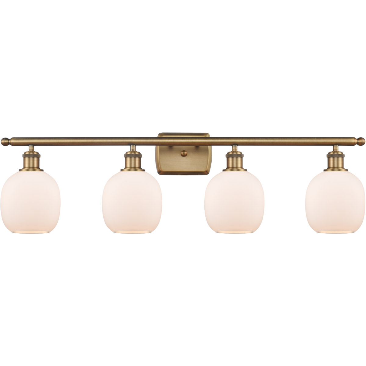 Ballston Belfast LED 36 inch Brushed Brass Bath Vanity Light Wall Light in Matte White Glass, Ballston