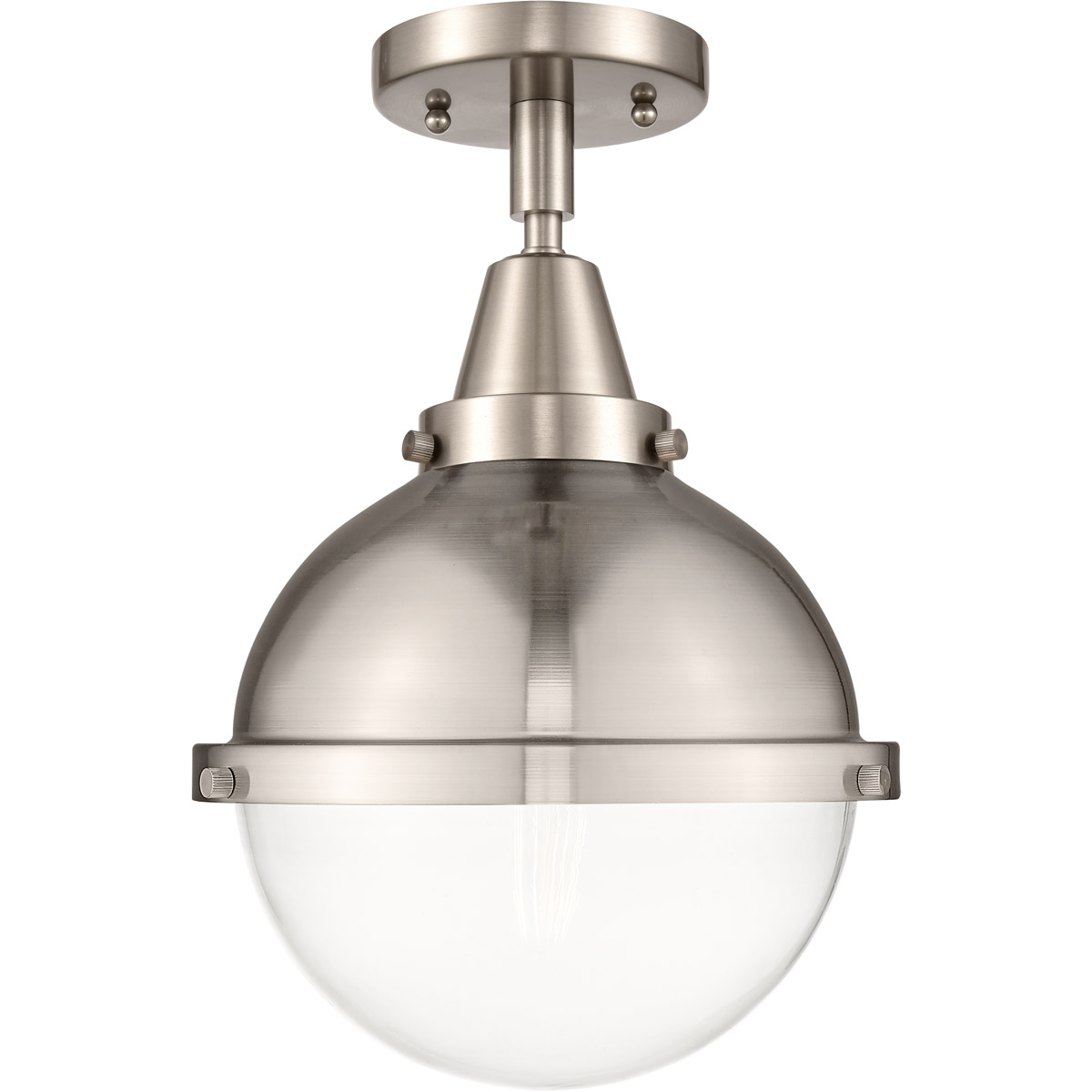 Franklin Restoration Hampden LED 9 inch Brushed Satin Nickel Flush Mount Ceiling Light in Clear Glass