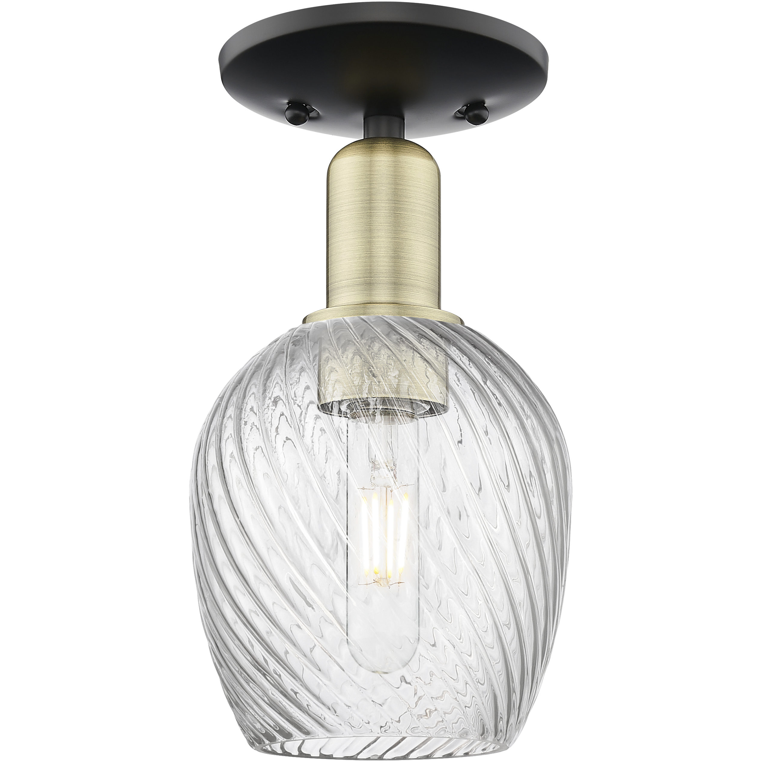 Arcadia Salina 1 Light 5.75 inch Black Antique Brass Semi-Flush Mount Ceiling Light
