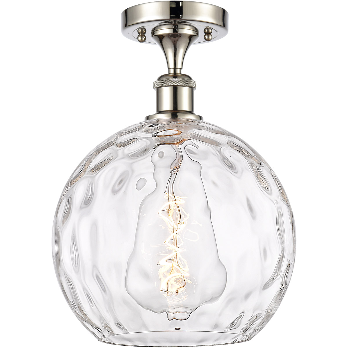 Ballston Athens Water Glass 1 Light 10 inch Polished Nickel Semi-Flush Mount Ceiling Light