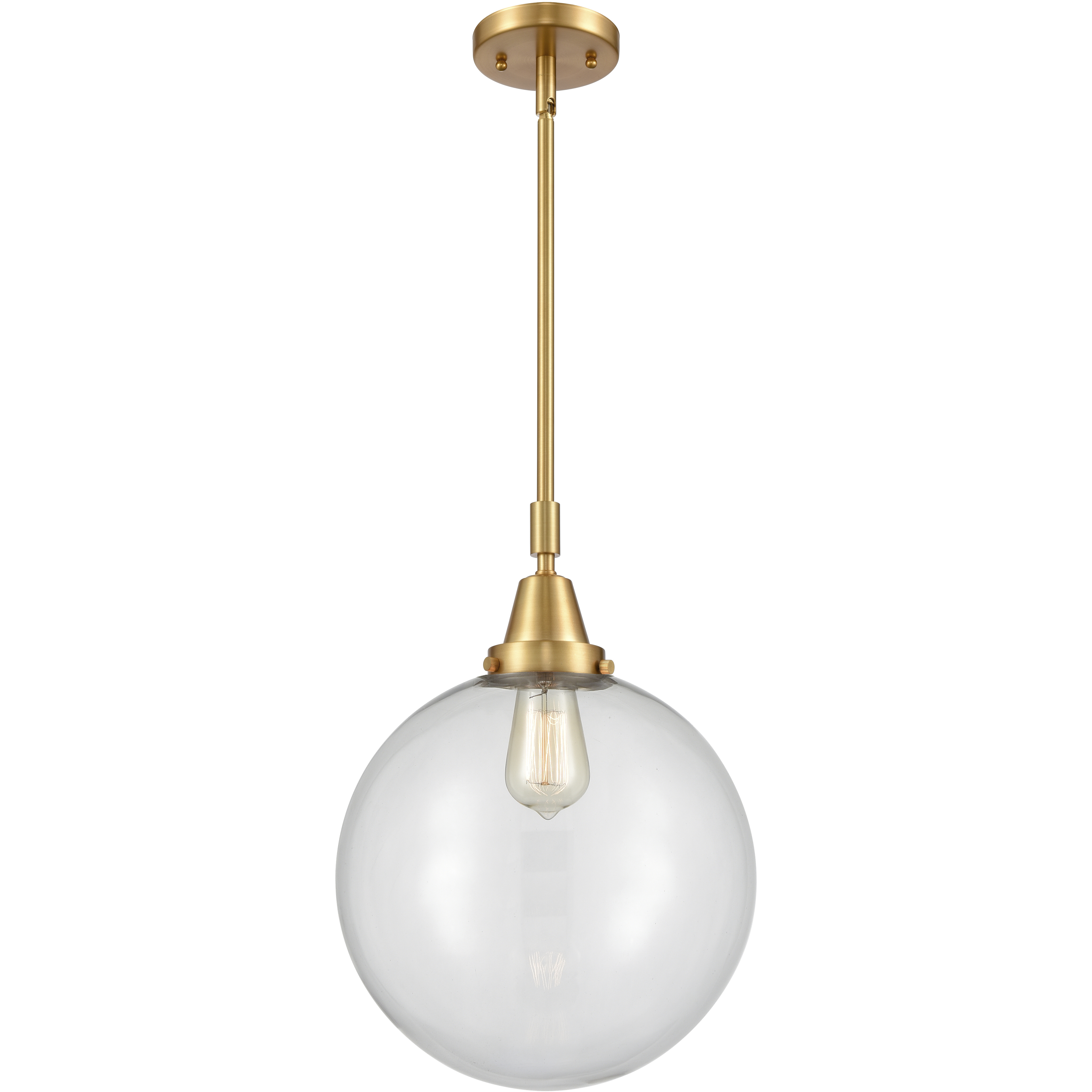 Beacon 1 Light 12 inch Satin Gold Mini Pendant Ceiling Light in Clear Glass