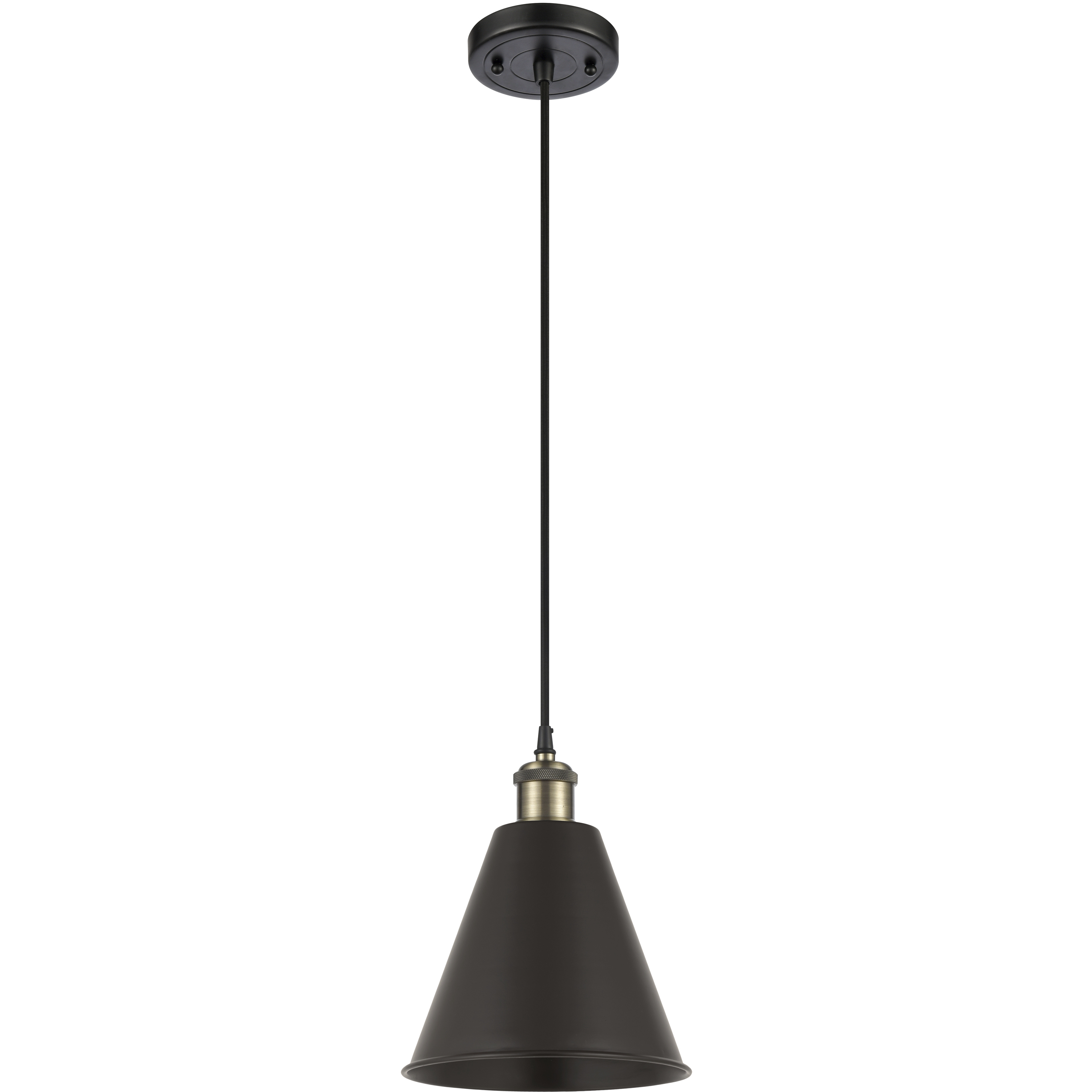 Ballston Cone 1 Light 8 inch Black Antique Brass Mini Pendant Ceiling Light