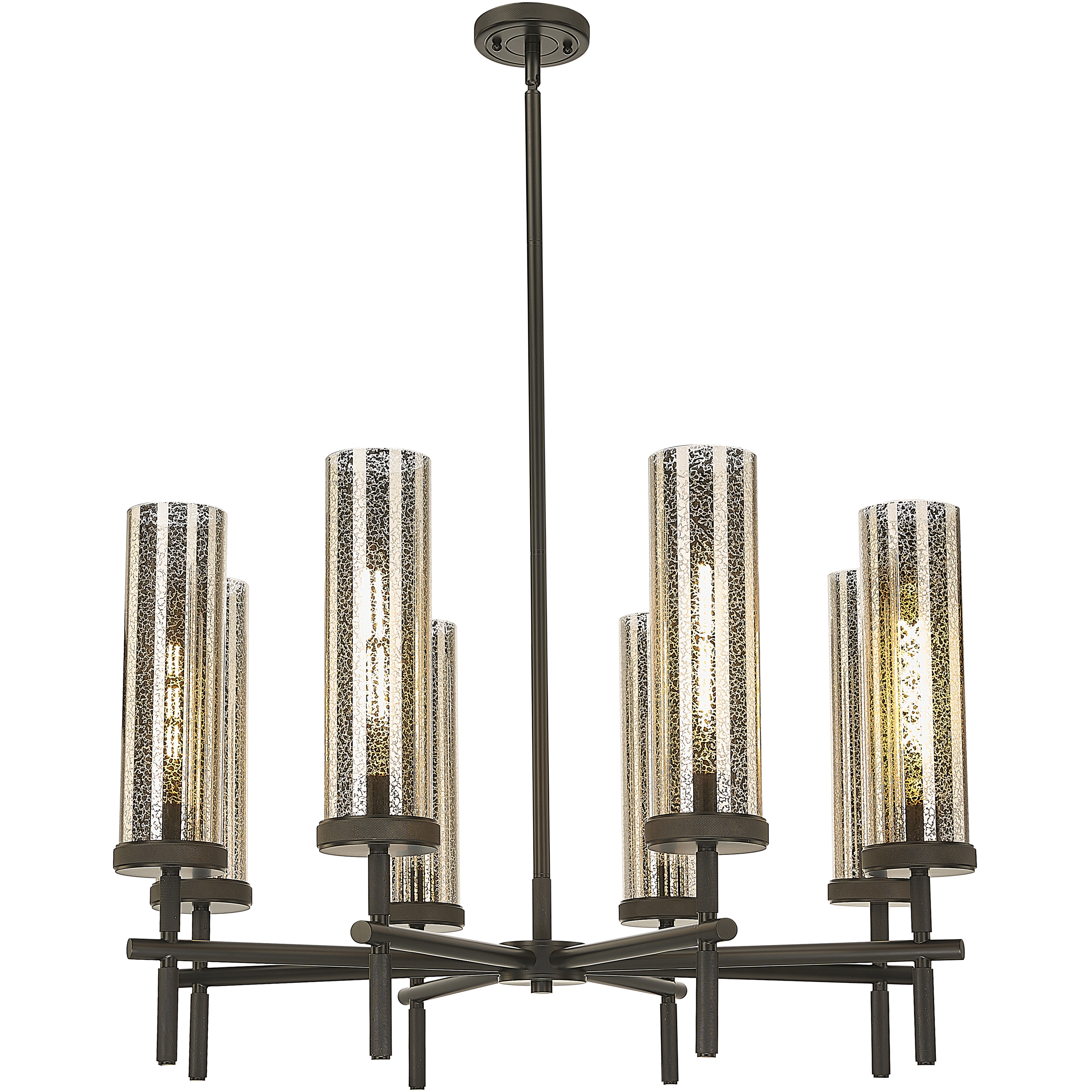Lincoln 8 Light 32 inch Matte Black Chandelier Ceiling Light in Mercury Glass