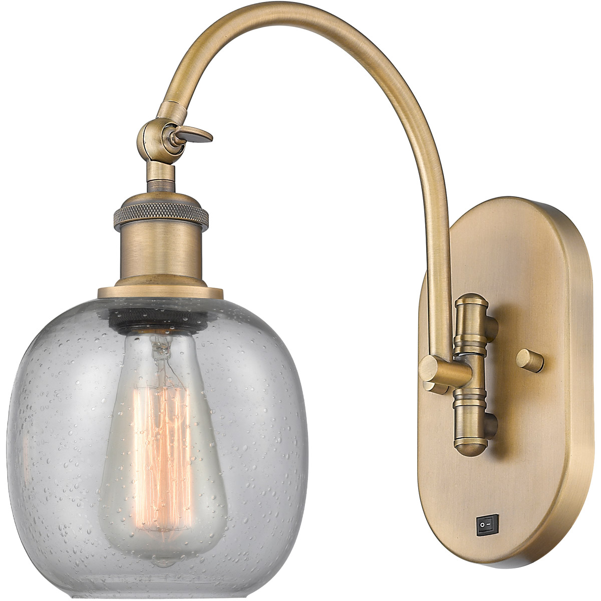 Ballston Belfast LED 6 inch Brushed Brass Sconce Wall Light in Seedy Glass