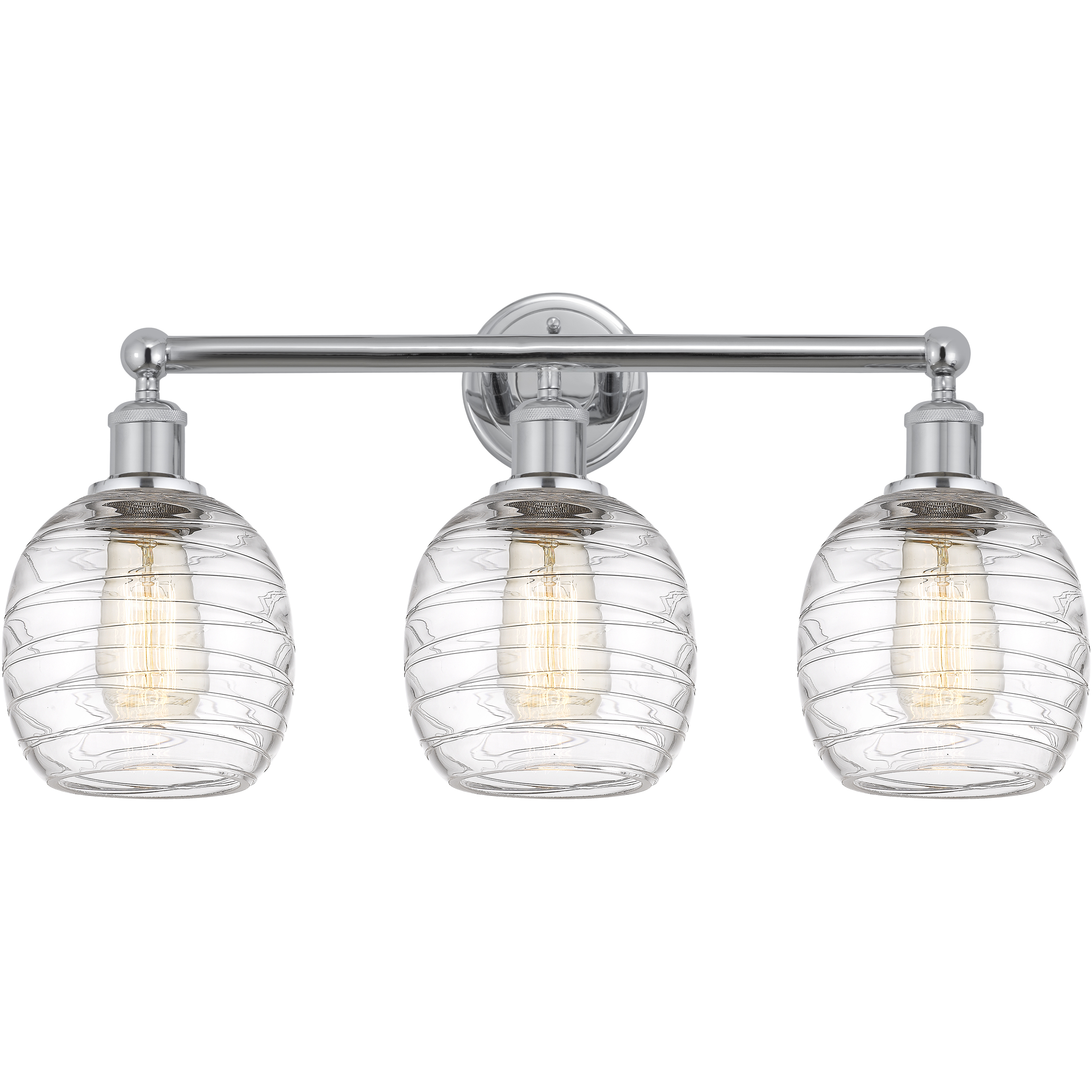 Edison Belfast 3 Light 24 inch Polished Chrome Bath Vanity Light Wall Light in Deco Swirl Glass