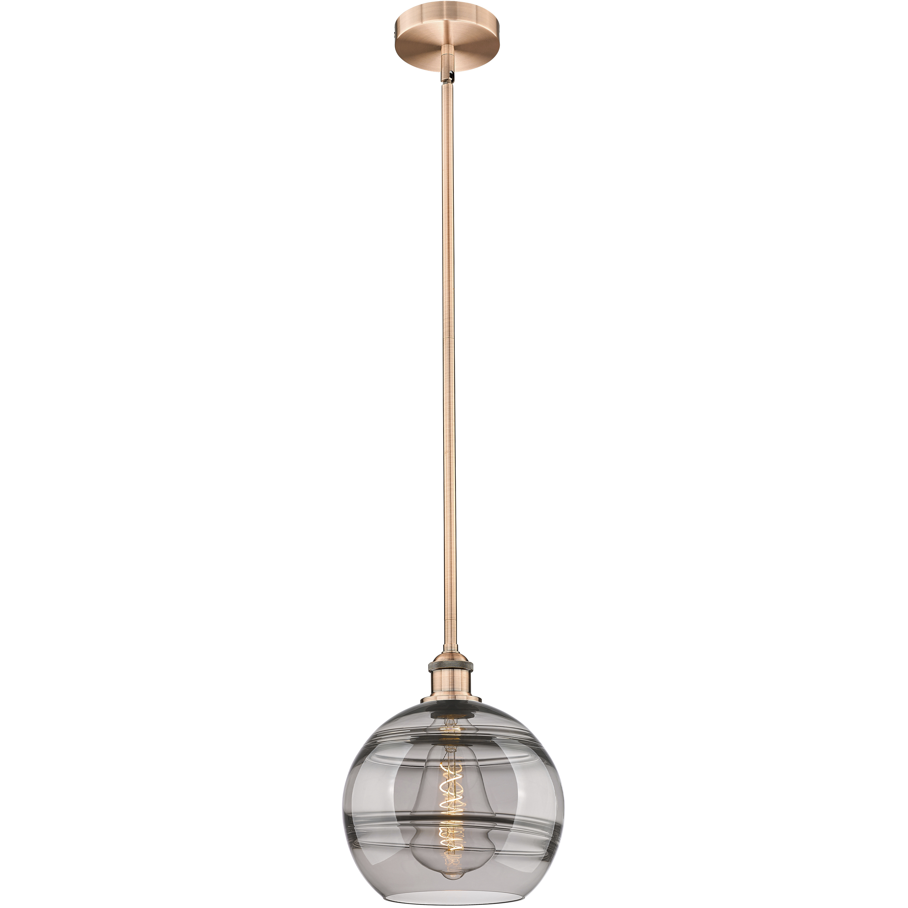 Edison Rochester 1 Light 10 inch Antique Copper Stem Hung Mini Pendant Ceiling Light