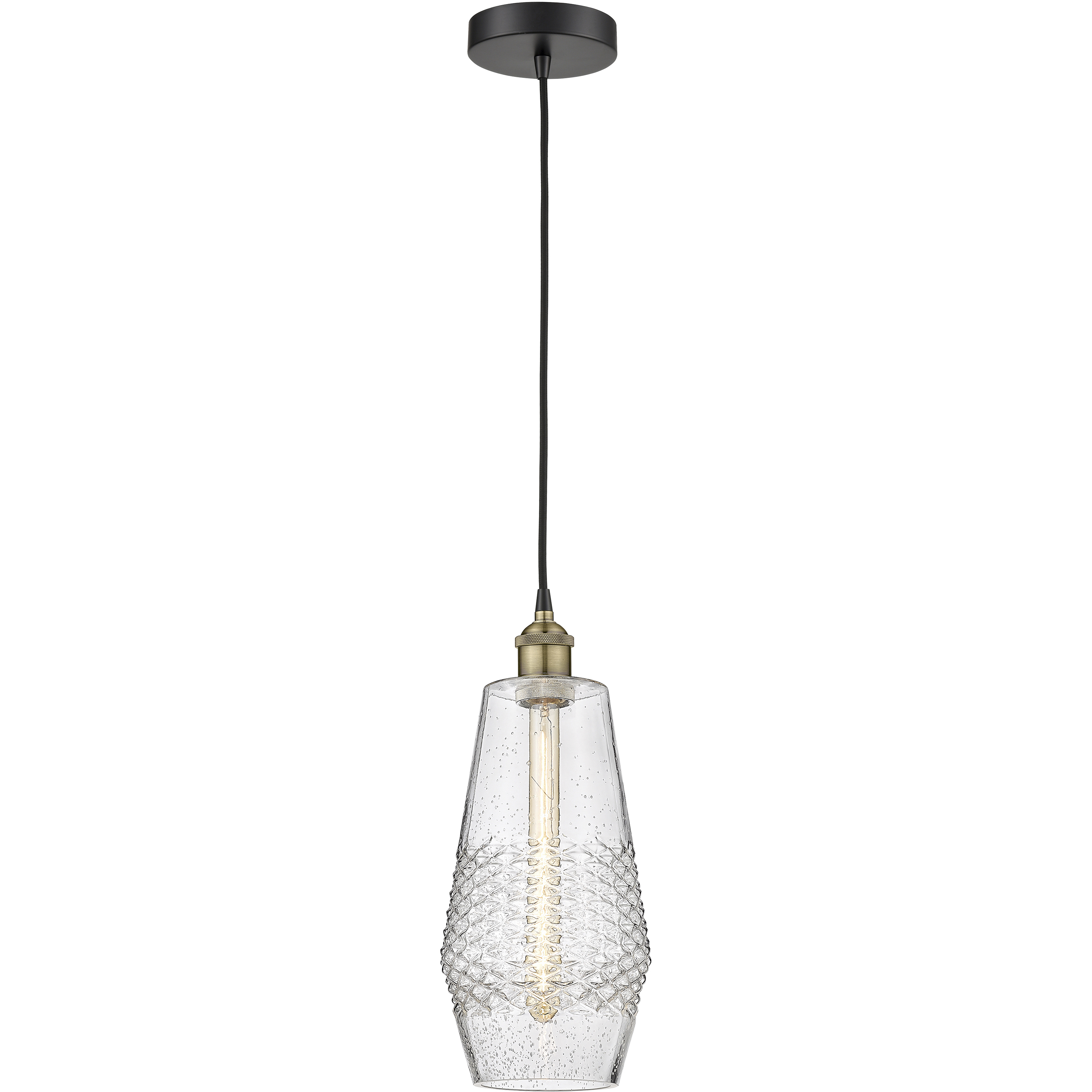 Windham 1 Light 7 inch Black Antique Brass Mini Pendant Ceiling Light in Seedy Glass