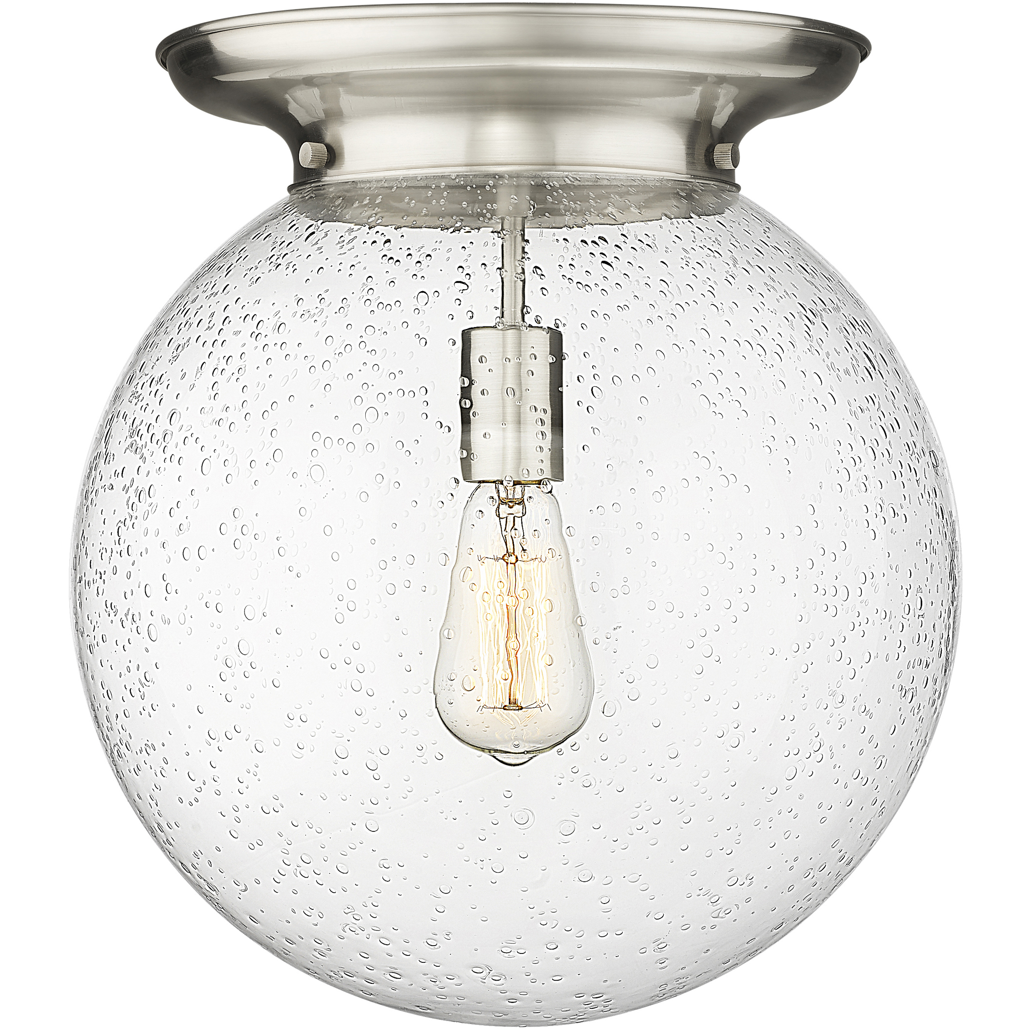 Beacon 1 Light 14 inch Satin Nickel Flush Mount Ceiling Light