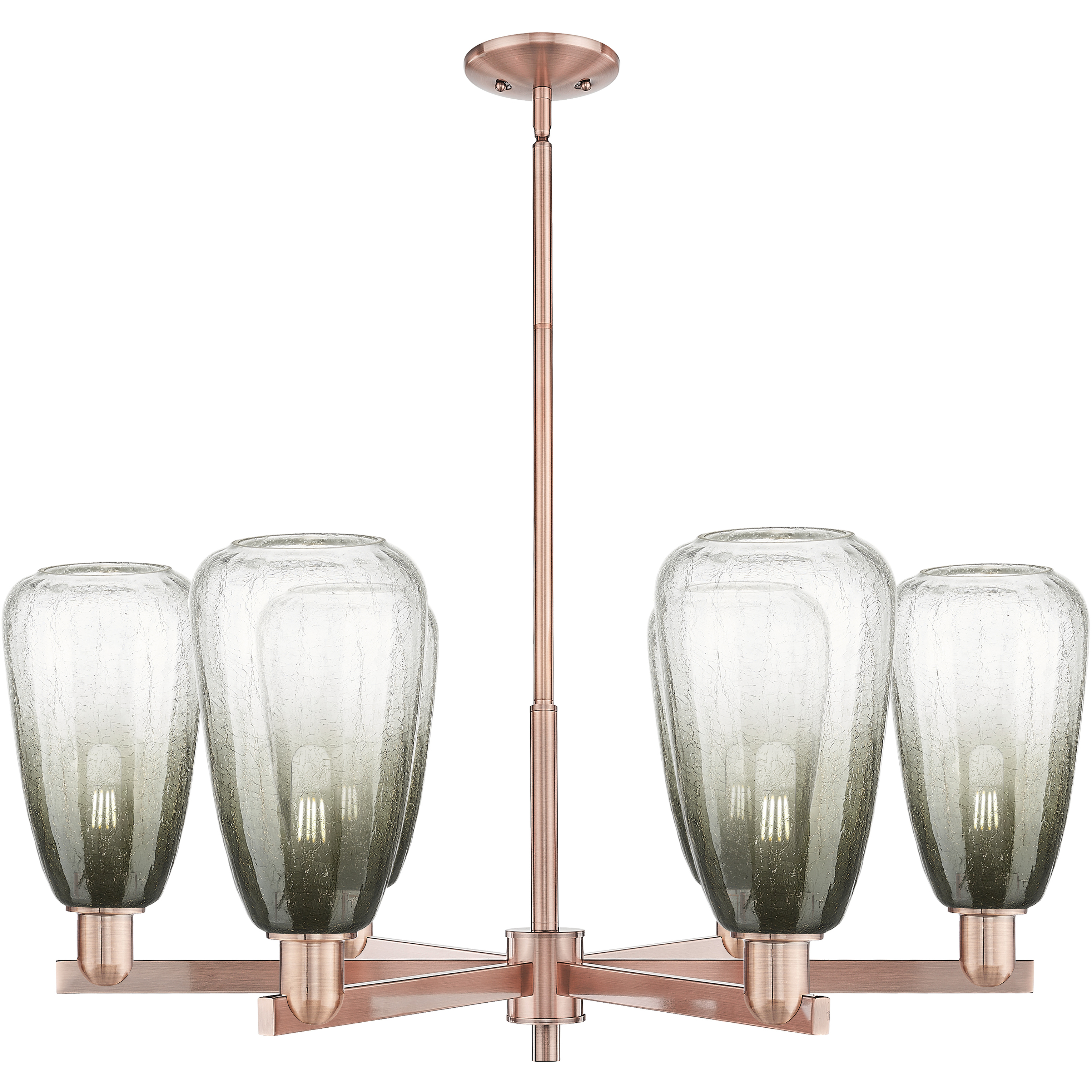Brookhaven Almond 6 Light 23.88 inch Antique Copper Chandelier Ceiling Light in Slate Glass
