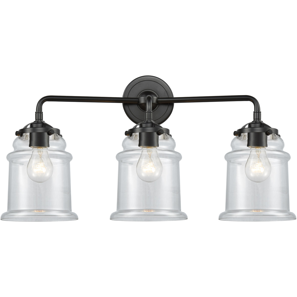 Nouveau Canton 3 Light 24 inch Oil Rubbed Bronze Bath Vanity Light Wall Light in Clear Glass, Nouveau