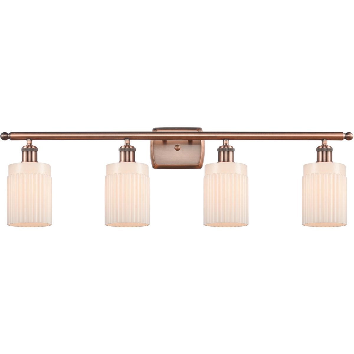 Ballston Hadley 4 Light 36 inch Antique Copper Bath Vanity Light Wall Light in Matte White Glass, Ballston