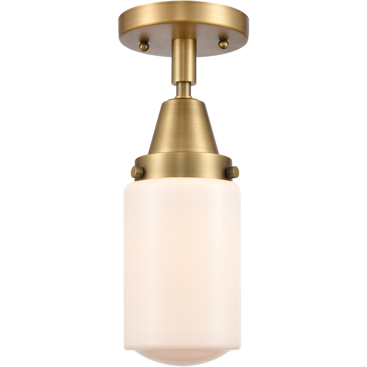 Franklin Restoration Dover 1 Light 5 inch Brushed Brass Flush Mount Ceiling Light in Matte White Glass