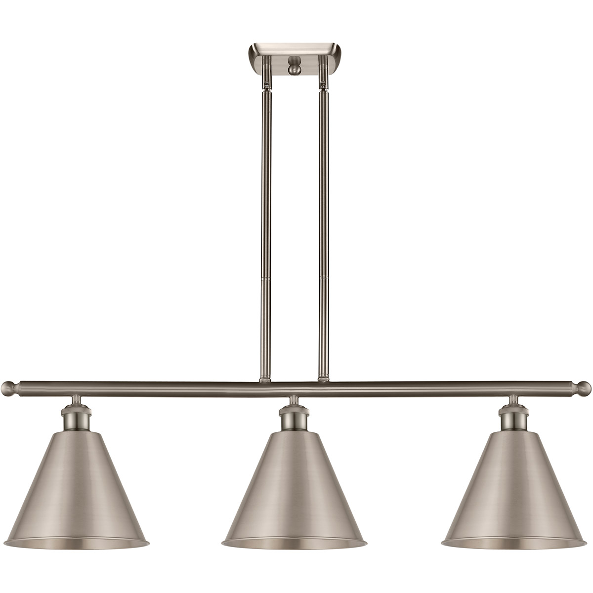 Ballston Cone 3 Light 39 inch Brushed Satin Nickel Island Light Ceiling Light
