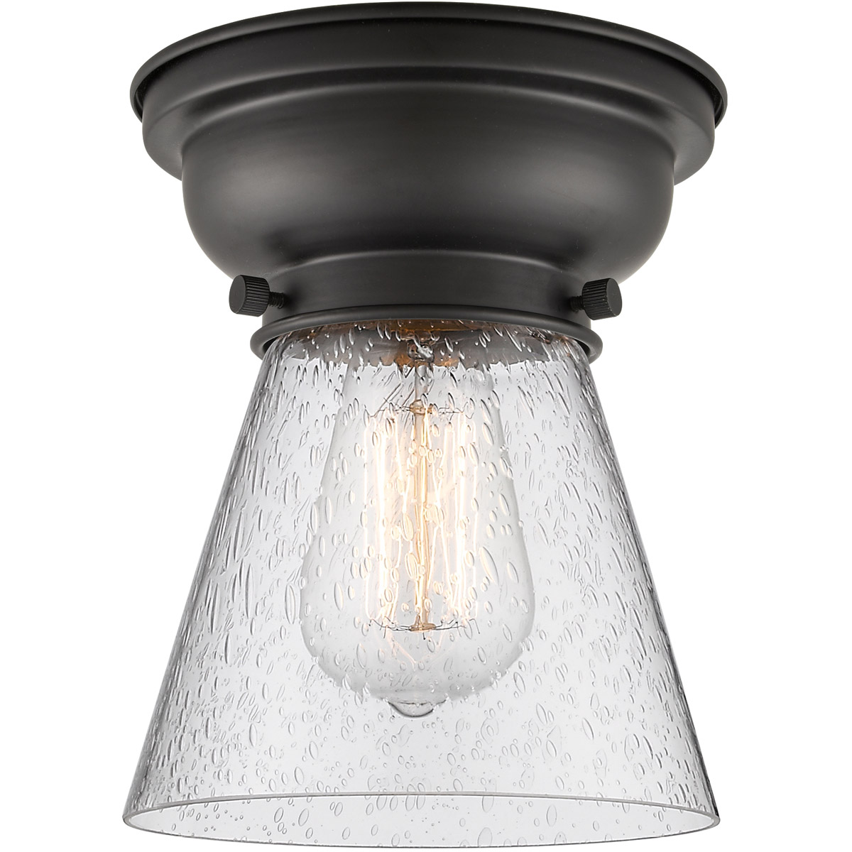 Aditi Small Cone 1 Light 6 inch Matte Black Flush Mount Ceiling Light in Matte White Glass, Aditi