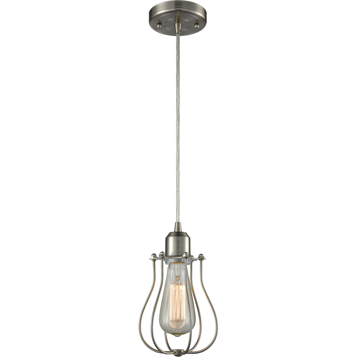 Austere Muselet 1 Light 6 inch Brushed Satin Nickel Mini Pendant Ceiling Light in Incandescent, Austere