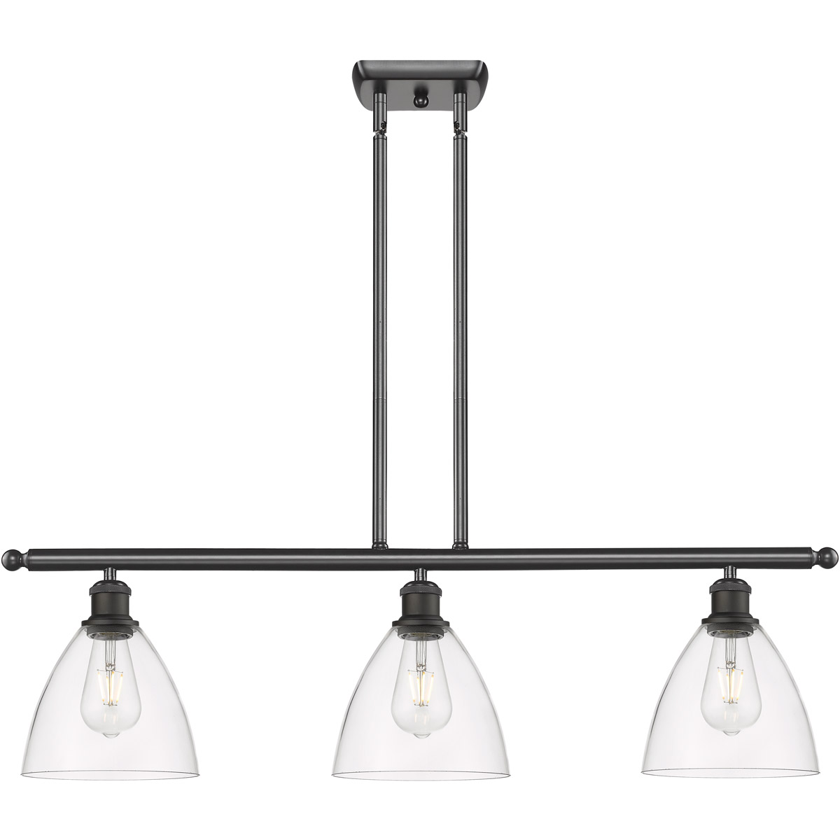 Ballston Ballston Dome 3 Light 36 inch Oil Rubbed Bronze Island Light Ceiling Light in Clear Glass