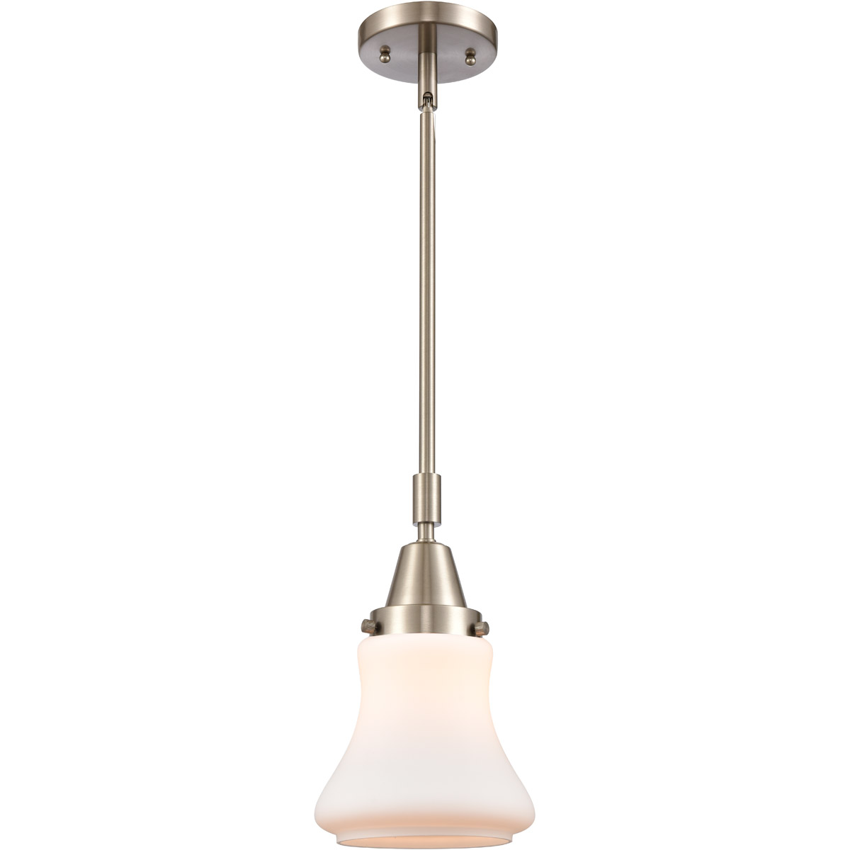 Franklin Restoration Bellmont LED 7 inch Brushed Satin Nickel Mini Pendant Ceiling Light in Matte White Glass