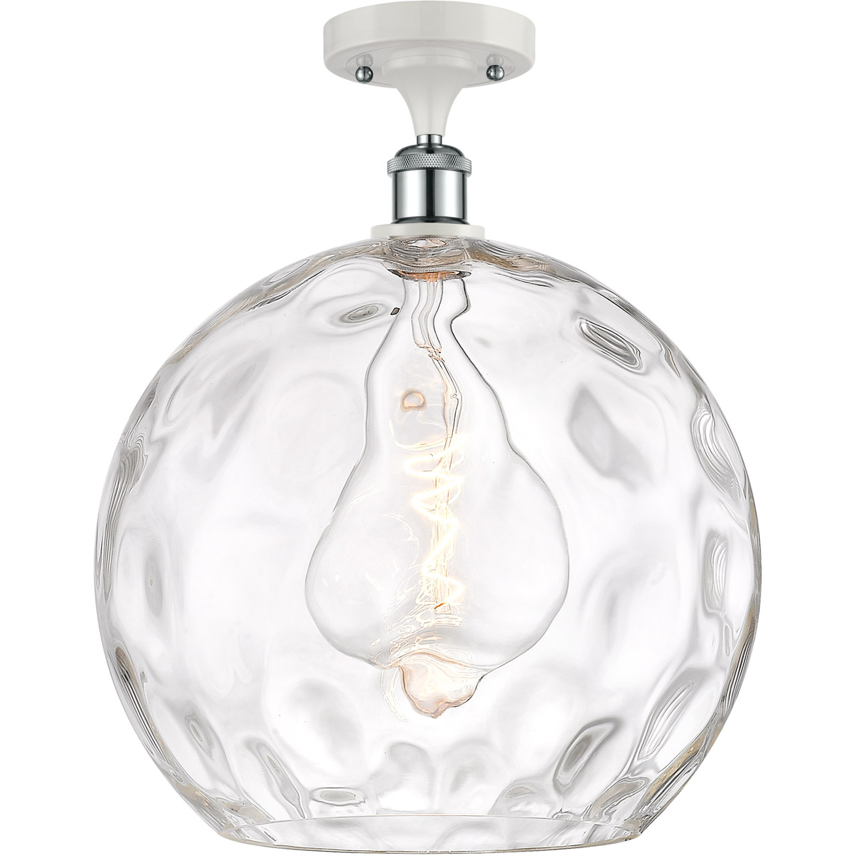 Ballston Athens Water Glass LED 13.75 inch White and Polished Chrome Semi-Flush Mount Ceiling Light