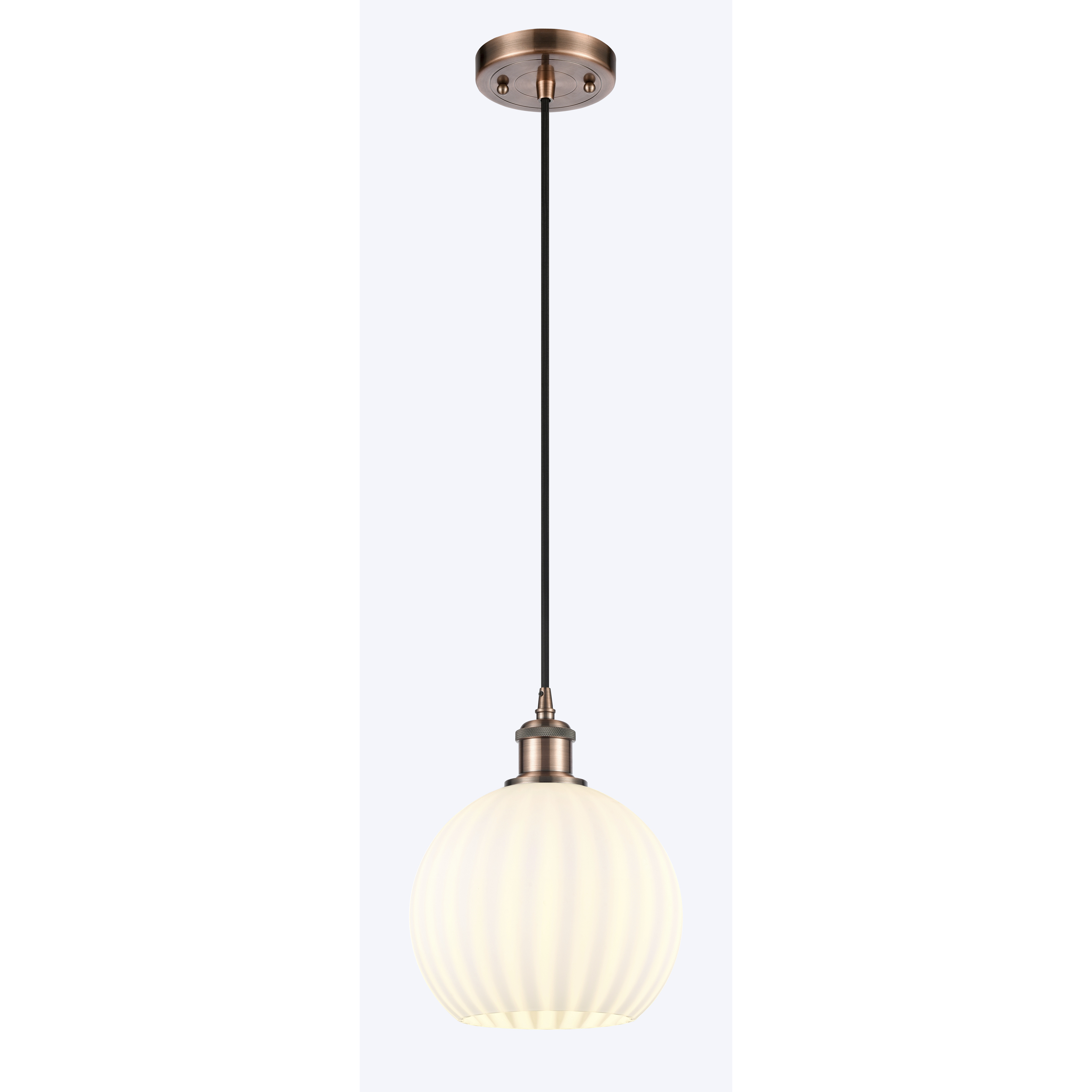 Ballston White Venetian 1 Light 8 inch Antique Copper Cord Hung Mini Pendant Ceiling Light