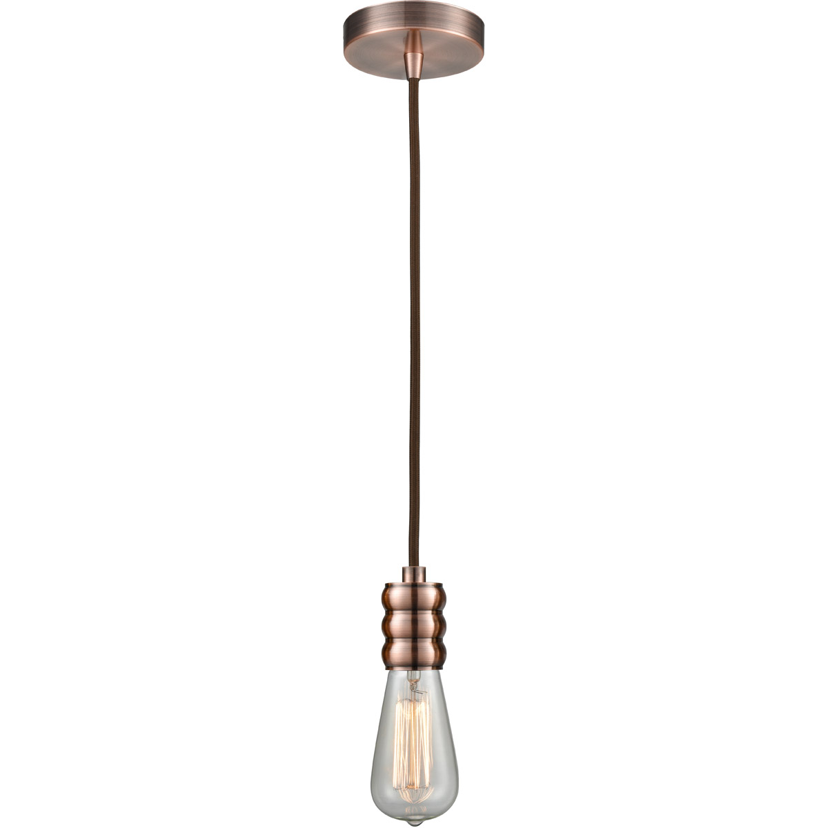 Gatsby Bare Bulb 1 Light 2 inch Antique Copper Mini Pendant Ceiling Light in Brown, Gatsby