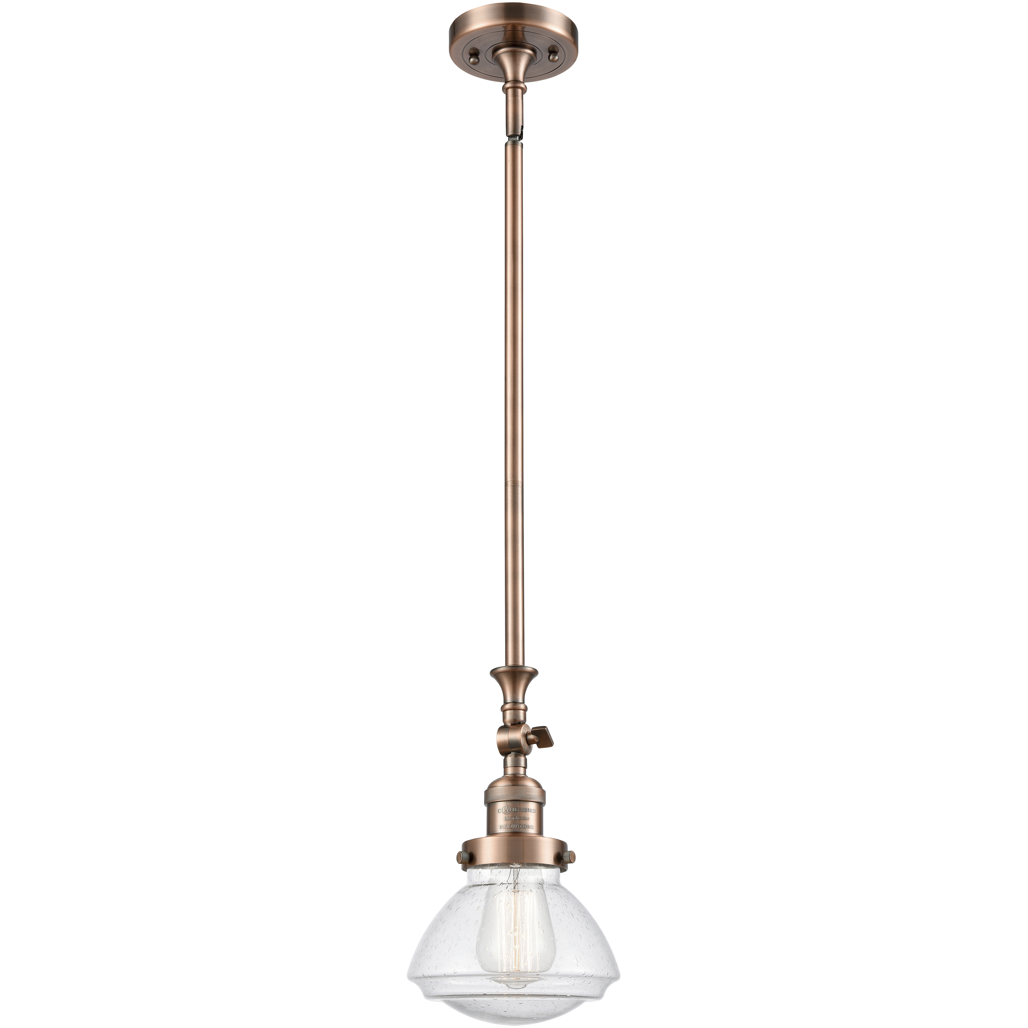 Franklin Restoration Olean 1 Light 6.75 inch Antique Copper Mini Pendant Ceiling Light in Incandescent, Seedy, Franklin Restoration