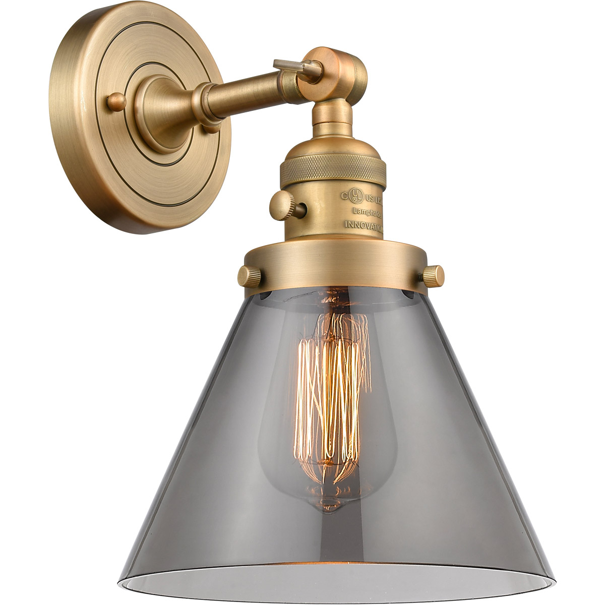 Franklin Restoration Large Cone LED 8 inch Brushed Brass Sconce Wall Light, Franklin Restoration
