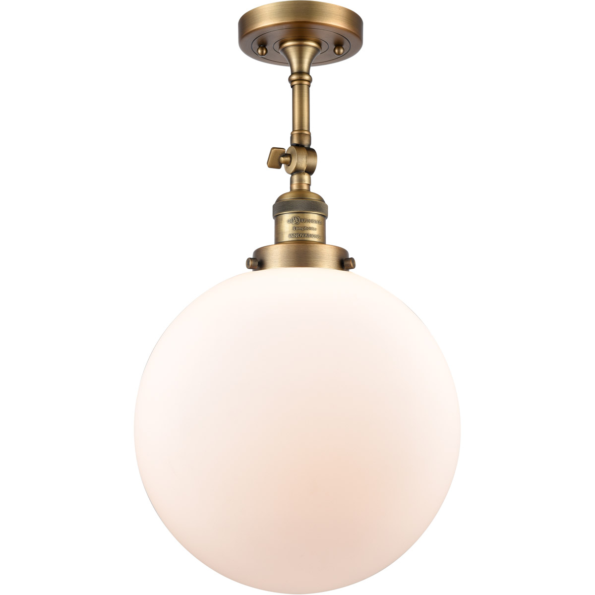 Franklin Restoration XX-Large Beacon 1 Light 12 inch Brushed Brass Semi-Flush Mount Ceiling Light in Matte White Glass, Franklin Restoration