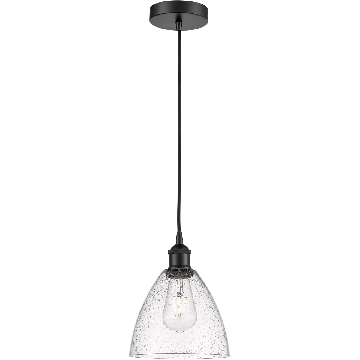 Edison Dome 1 Light 8 inch Matte Black Mini Pendant Ceiling Light