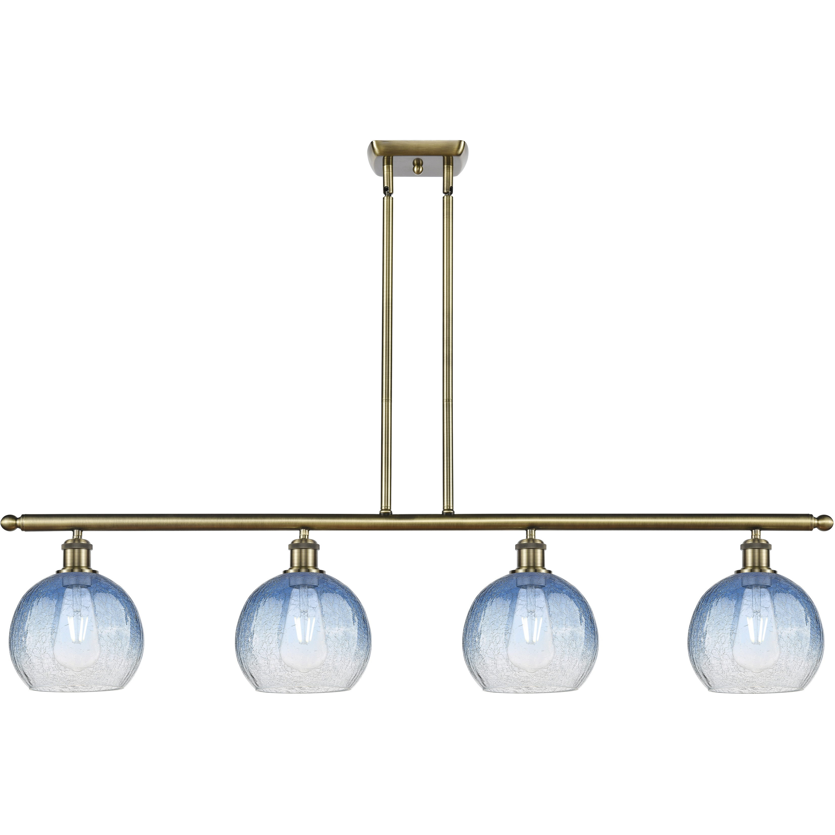 Ballston Brookhaven Globe Island Light Ceiling Light in Antique Brass, Sapphire Blue Glass