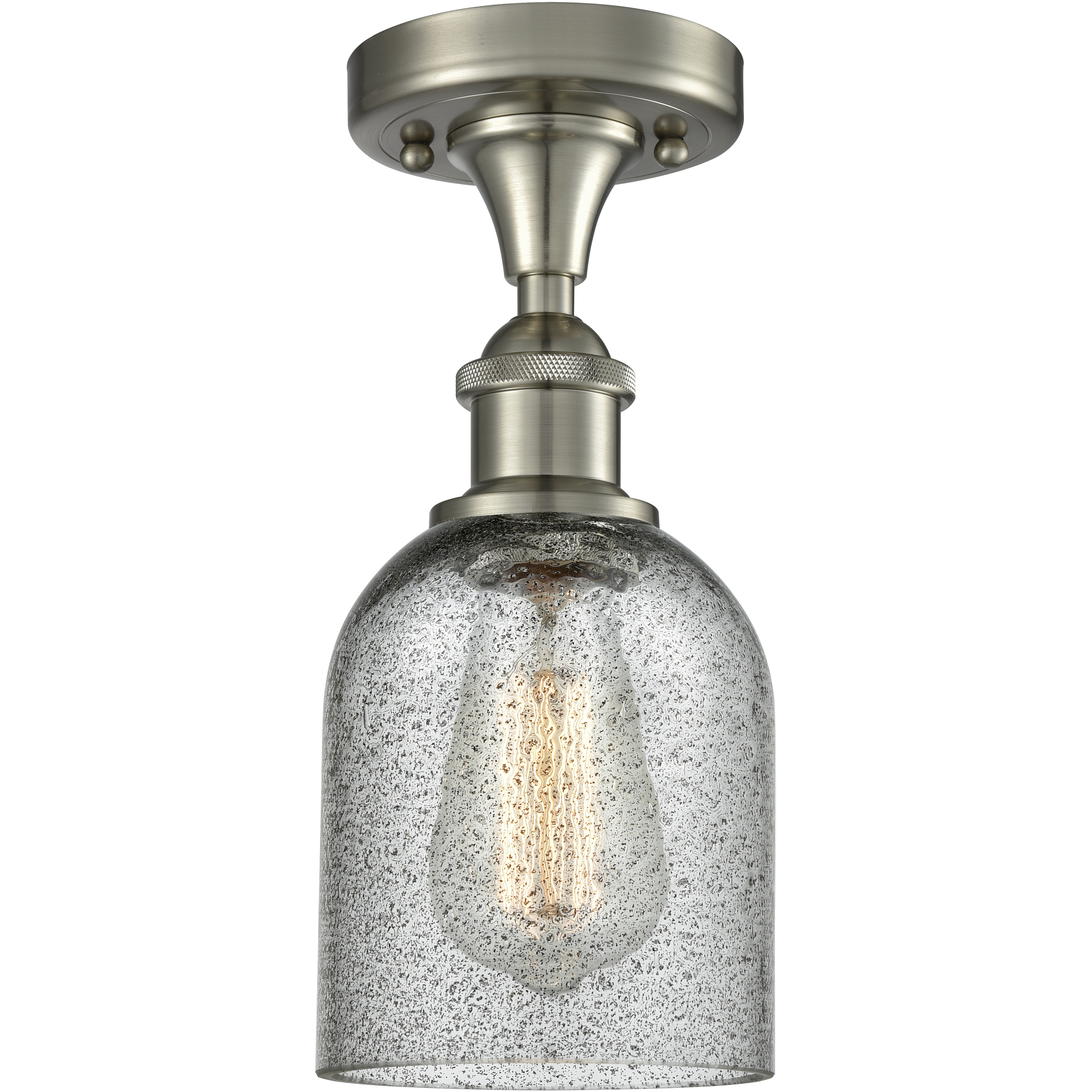 Edison Caledonia 1 Light 5 inch Brushed Satin Nickel Semi-Flush Mount Ceiling Light in Charcoal Glass