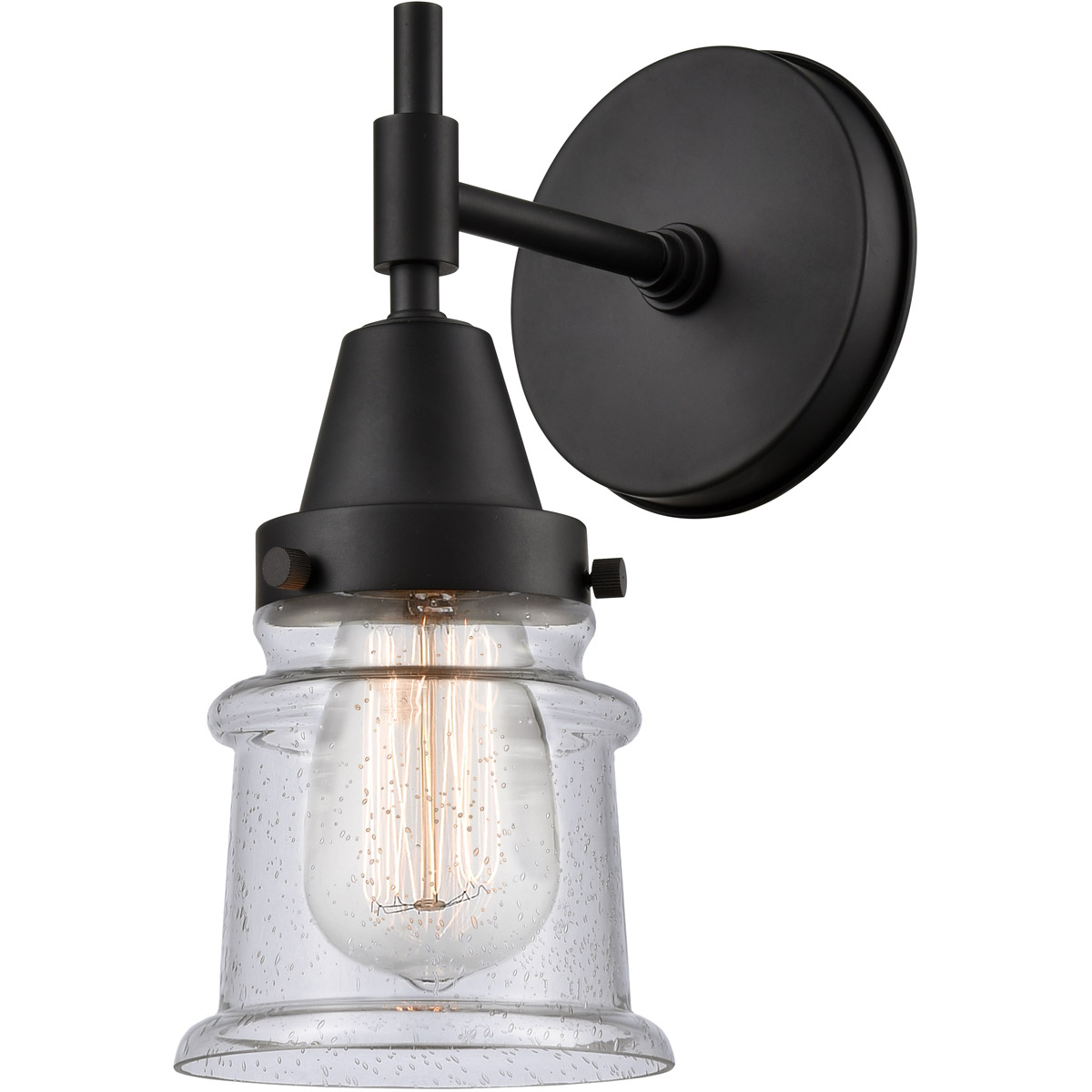 Caden 1 Light 5 inch Matte Black Sconce Wall Light in Seedy Glass