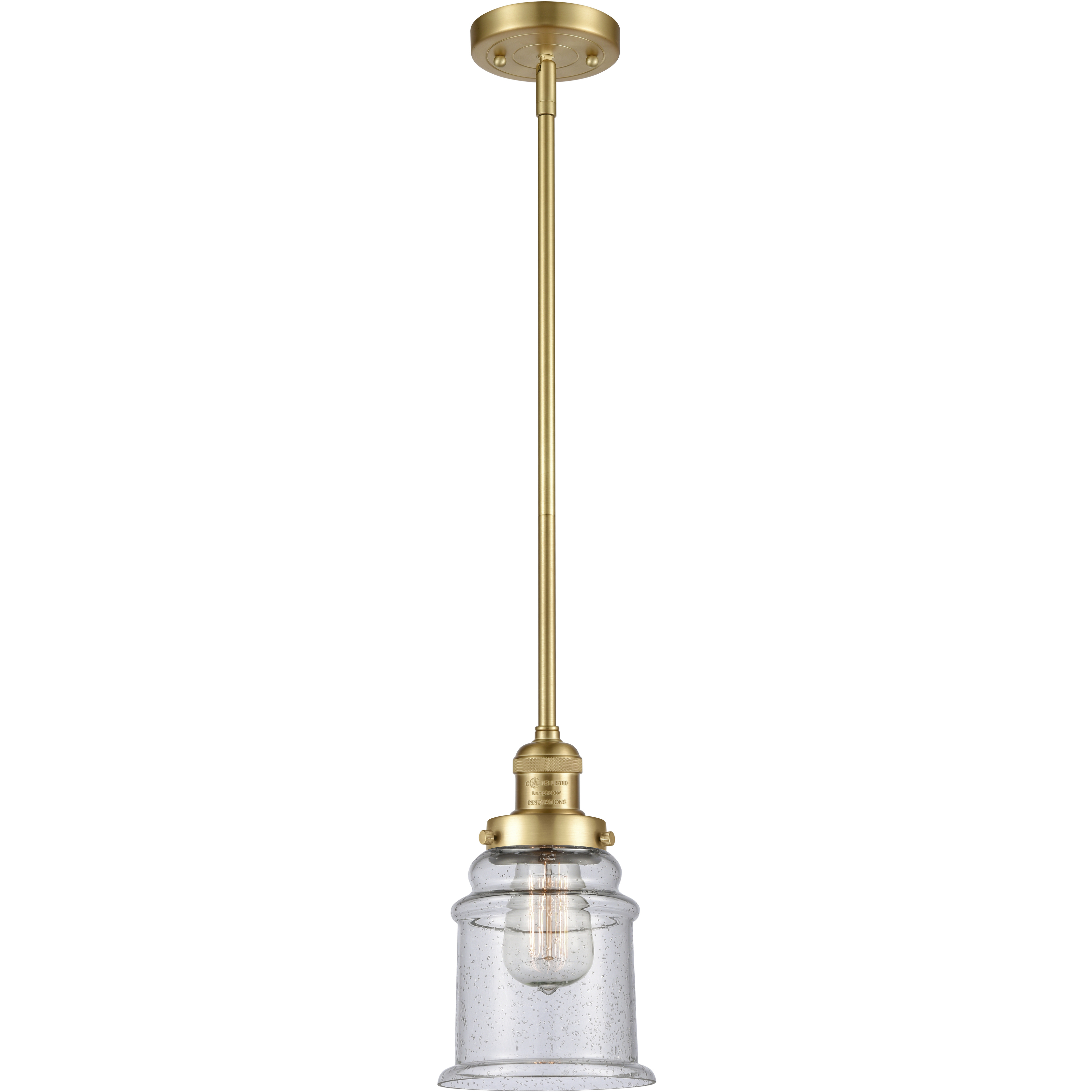 Franklin Restoration Canton 1 Light 6.5 inch Satin Gold Mini Pendant Ceiling Light in Incandescent, Seedy, Franklin Restoration