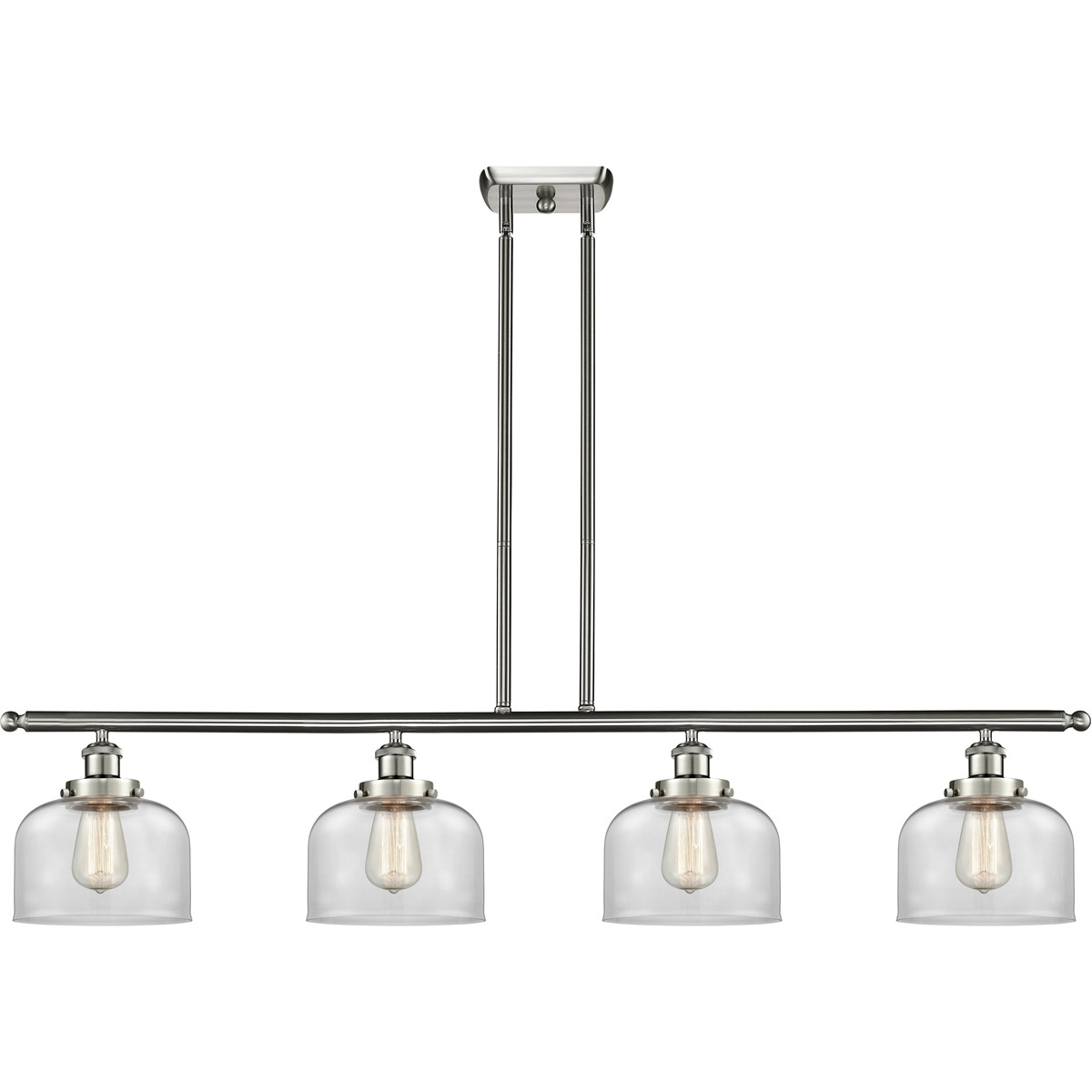 Ballston Large Bell 4 Light 48 inch Brushed Satin Nickel Island Light Ceiling Light in Clear Glass, Ballston