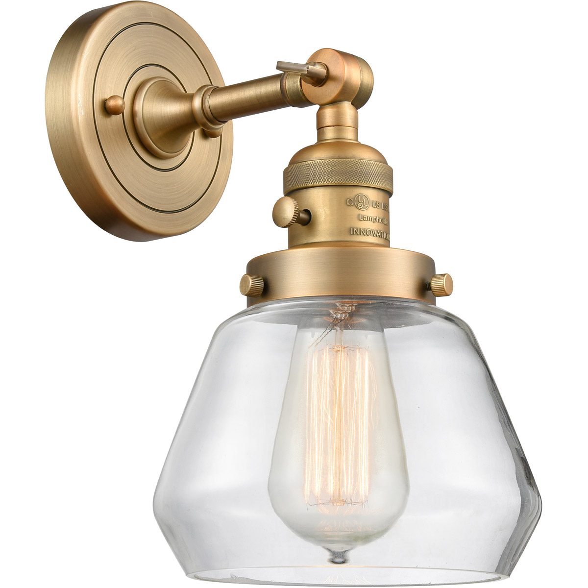 Franklin Restoration Fulton 1 Light 7 inch Brushed Brass Sconce Wall Light in Clear Glass, Franklin Restoration