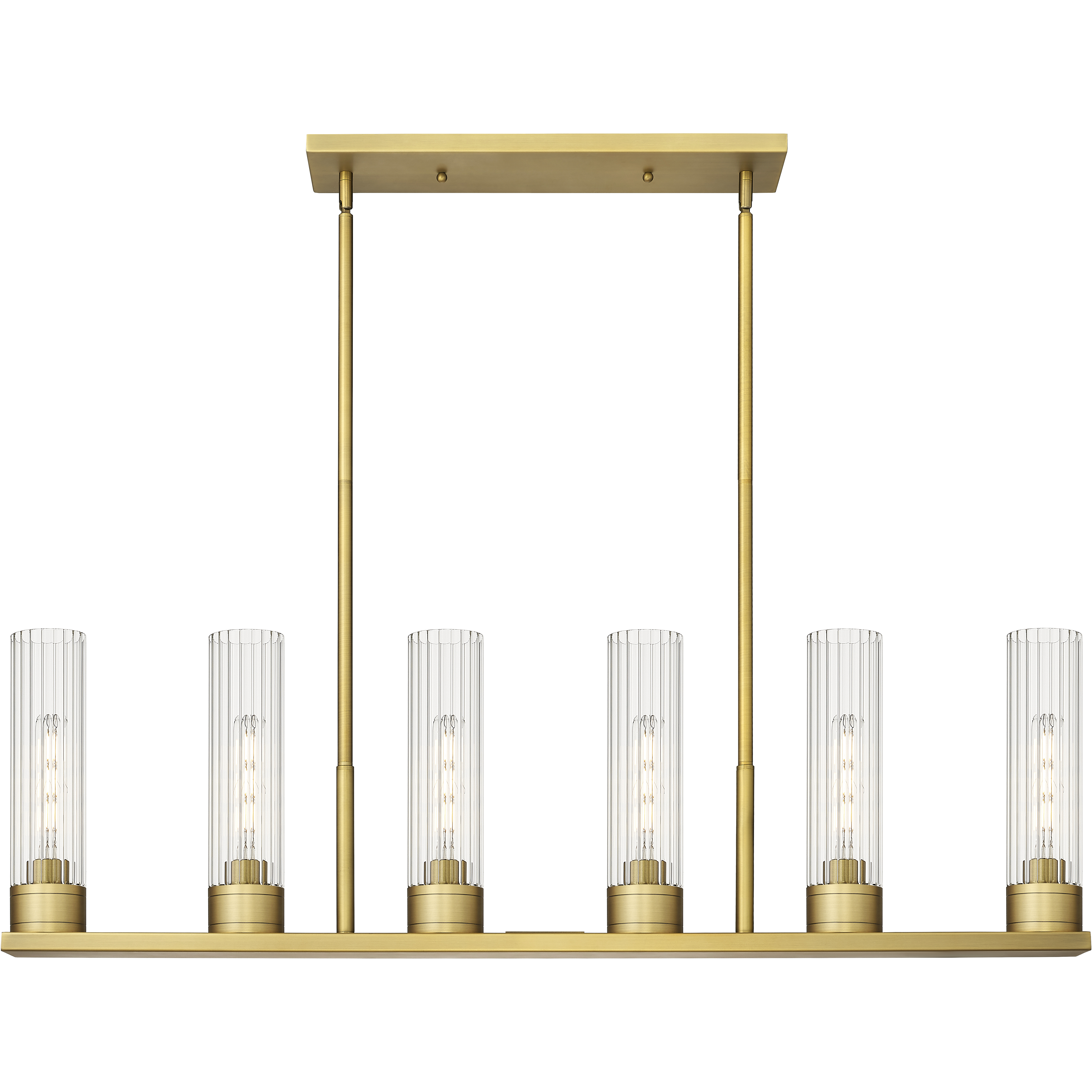 Empire 6 Light 44.25 inch Brushed Brass Linear Pendant Ceiling Light in Clear Glass