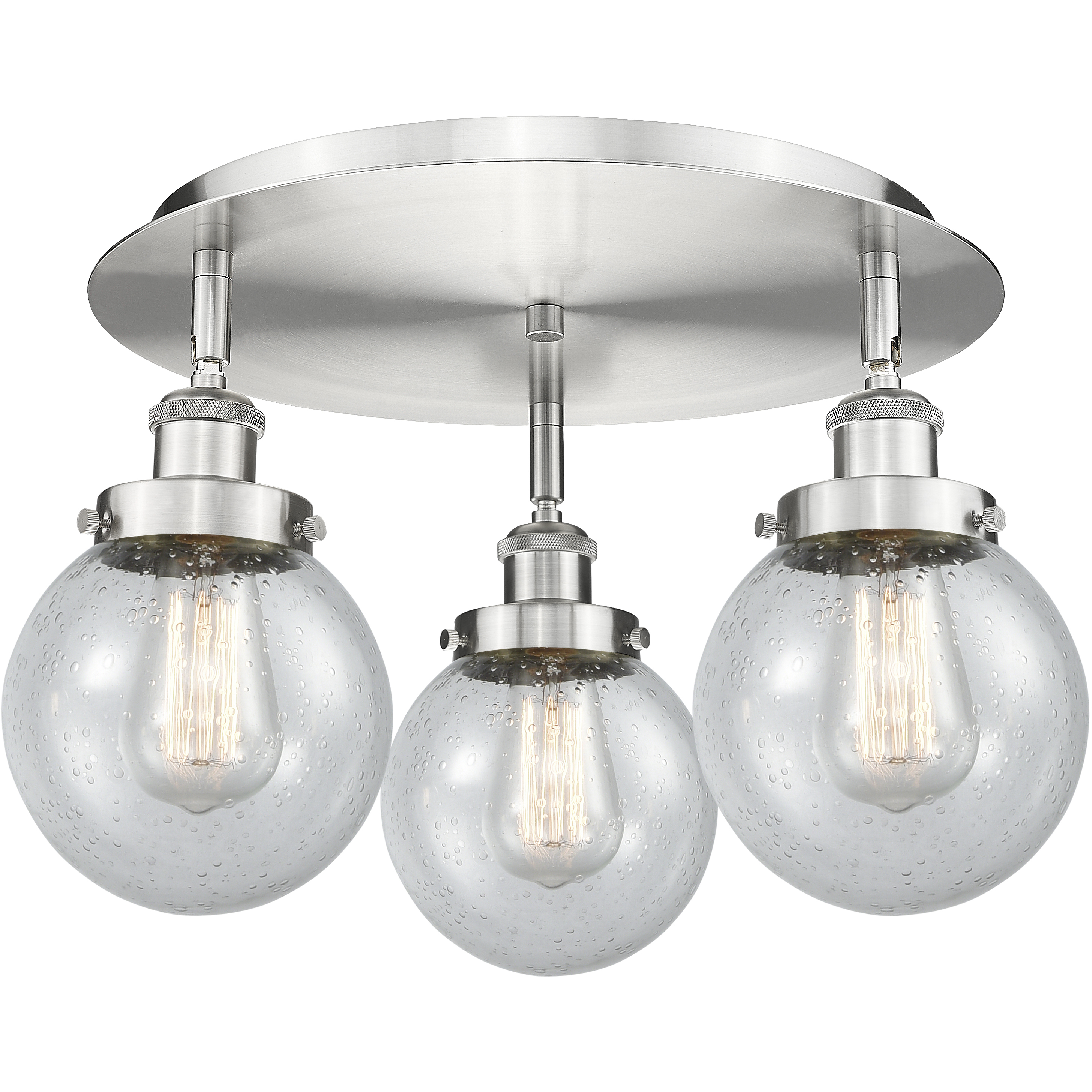 Beacon 3 Light 17.75 inch Satin Nickel Flush Mount Ceiling Light in Seedy