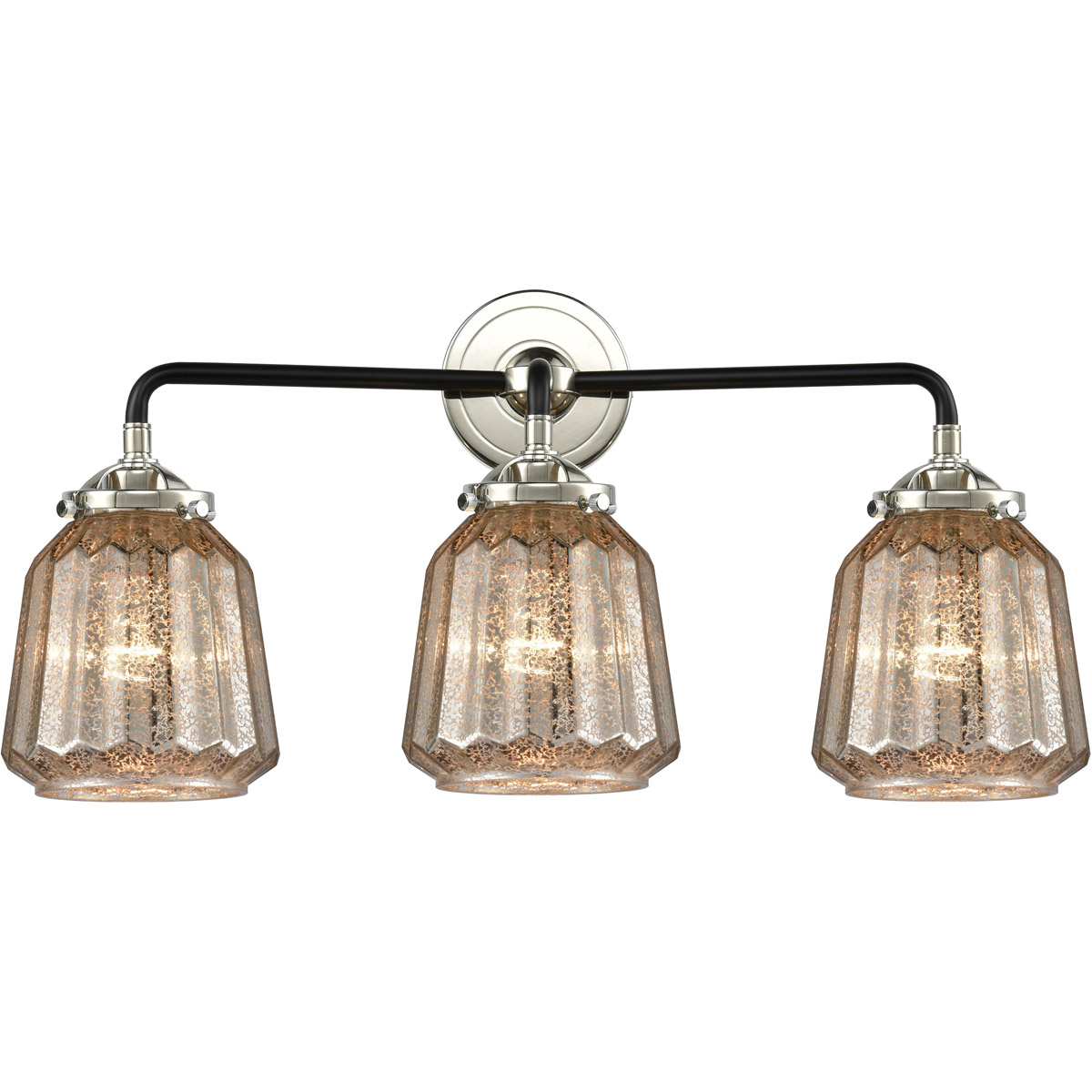 Nouveau Chatham LED 24 inch Black Polished Nickel Bath Vanity Light Wall Light in Mercury Glass, Nouveau