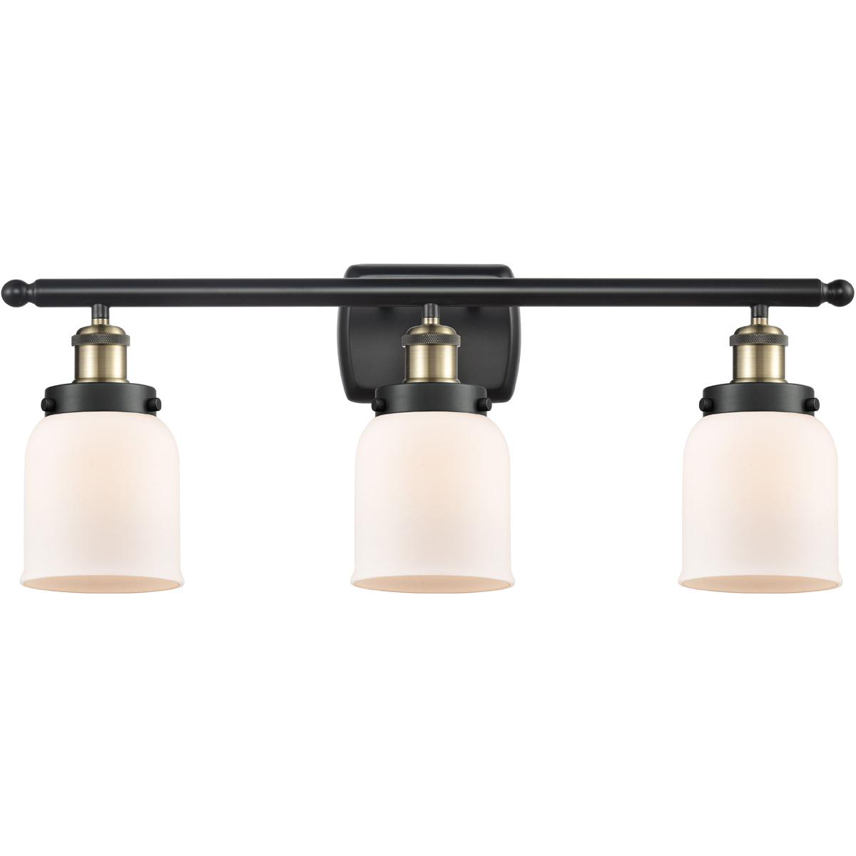 Ballston Small Bell LED 26 inch Black Antique Brass Bath Vanity Light Wall Light in Matte White Glass